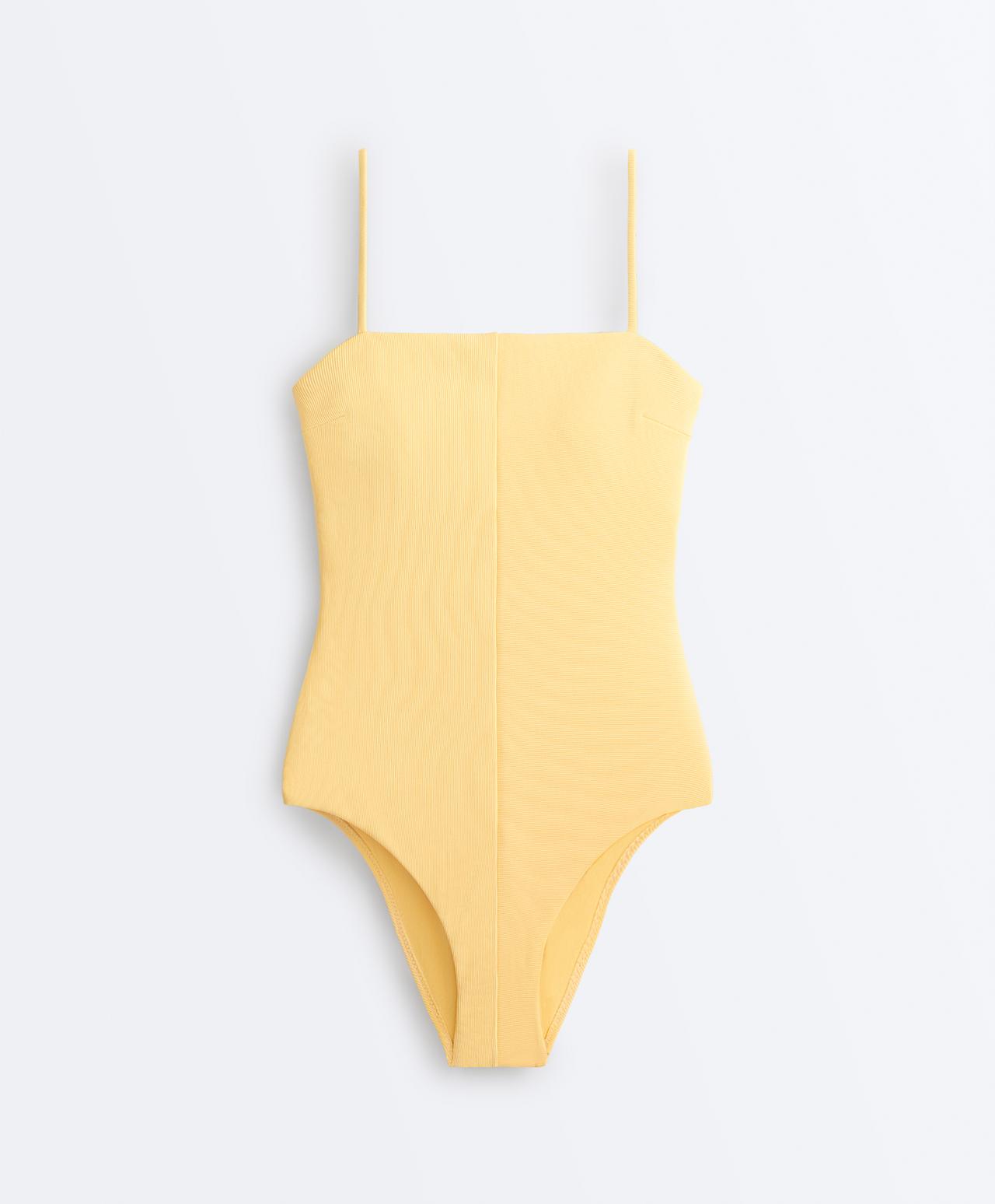 Rib bandeau swimsuit — SOFT YELLOW