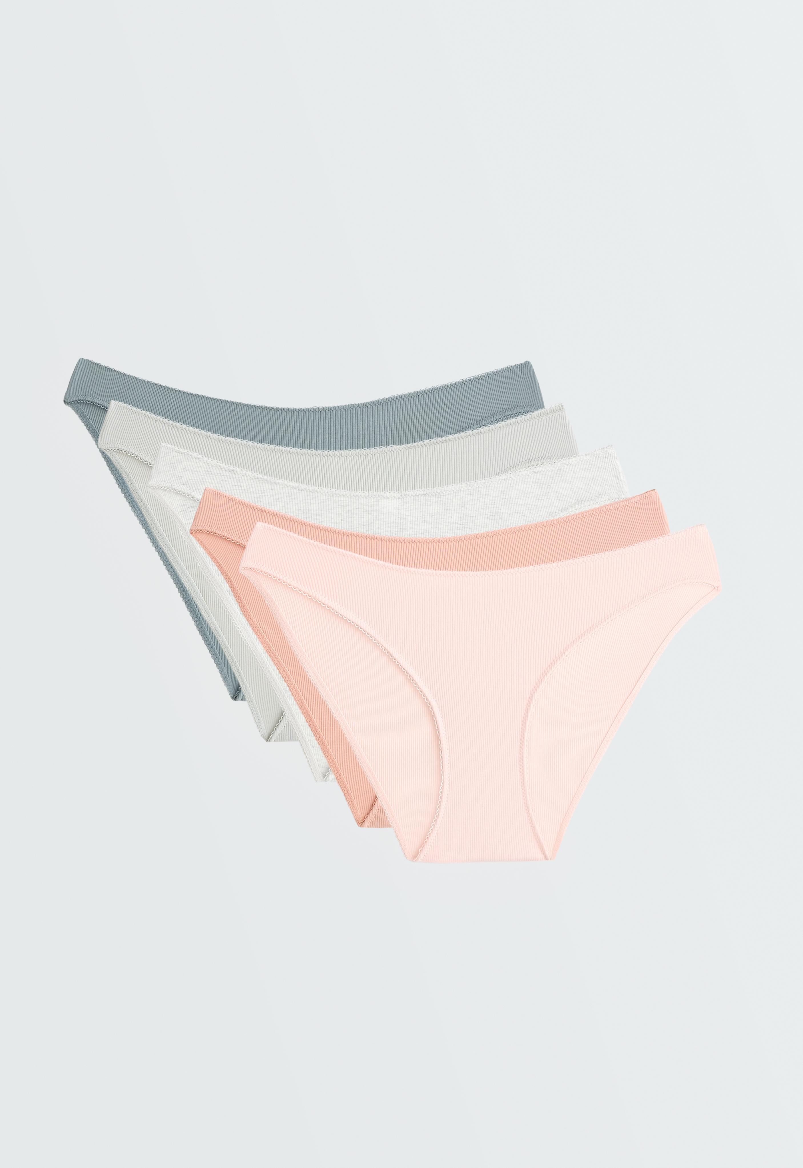 5 classic U-cut rib cotton briefs — PEACH   