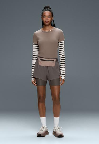 Technical mid rise 2-in-1 shorts — CHARCOAL GREY 1