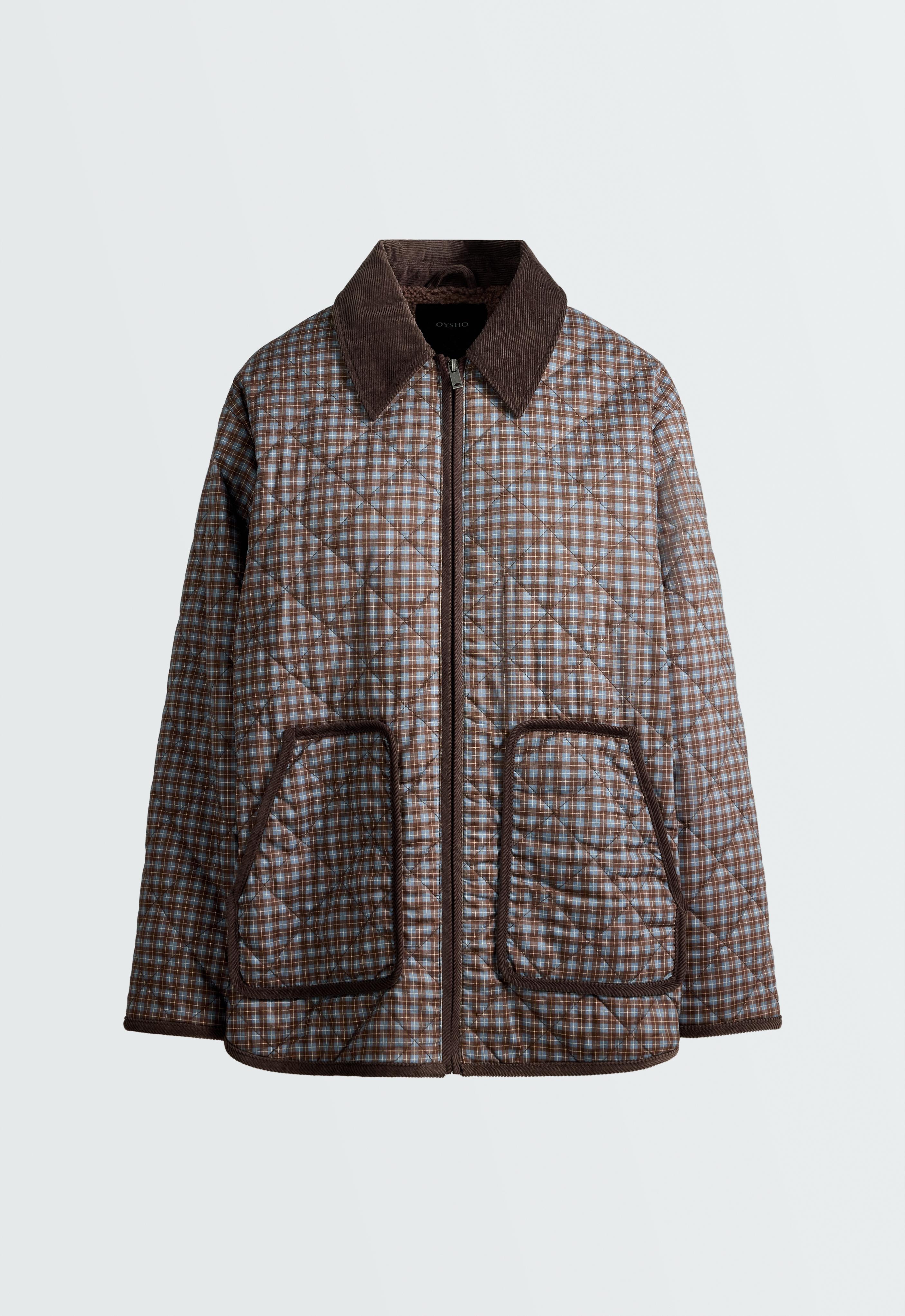 FELLEX® Aerogel checked midi padded jacket | OYSHO Singapore