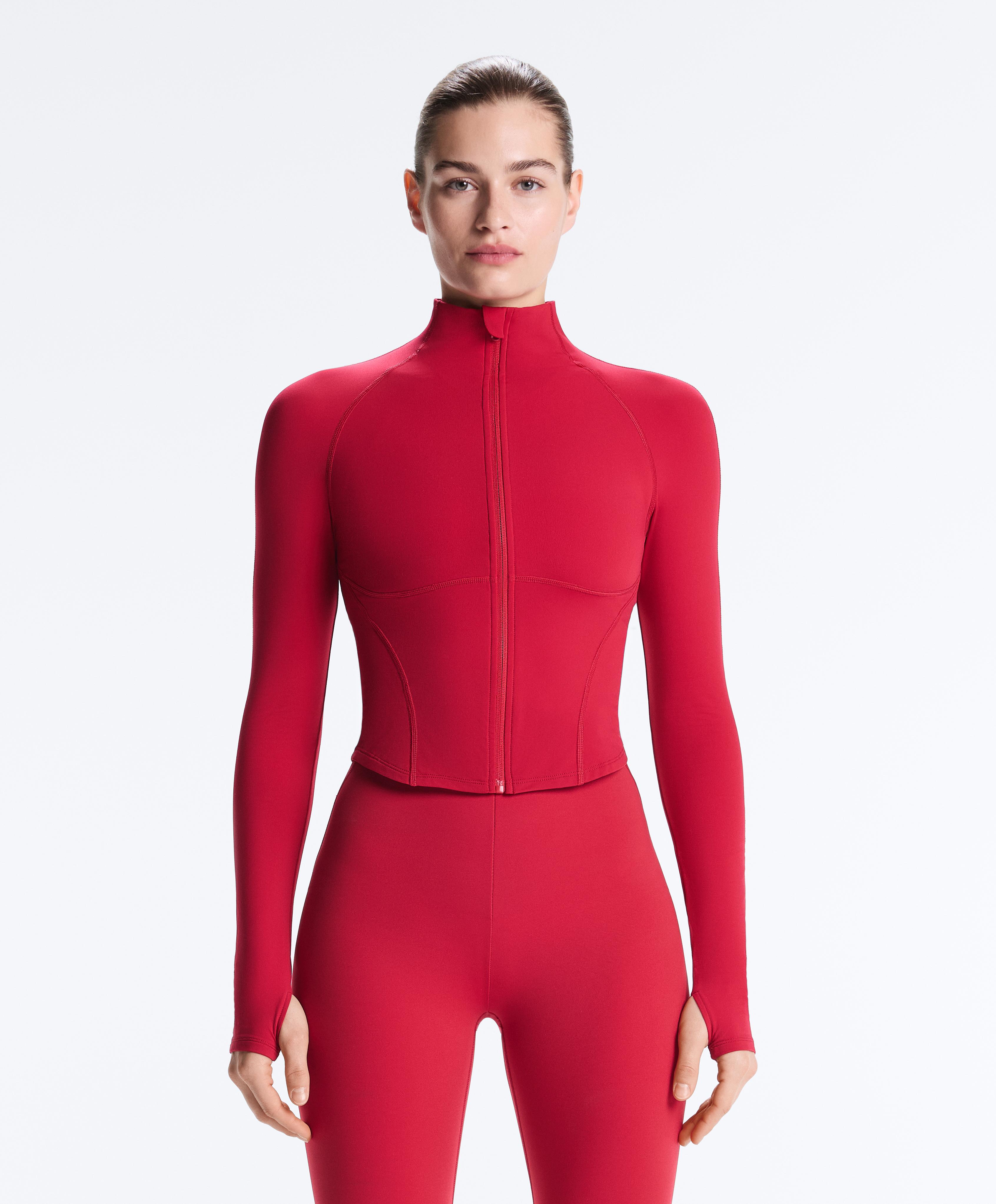 Light warm technical jacket with seams — RED