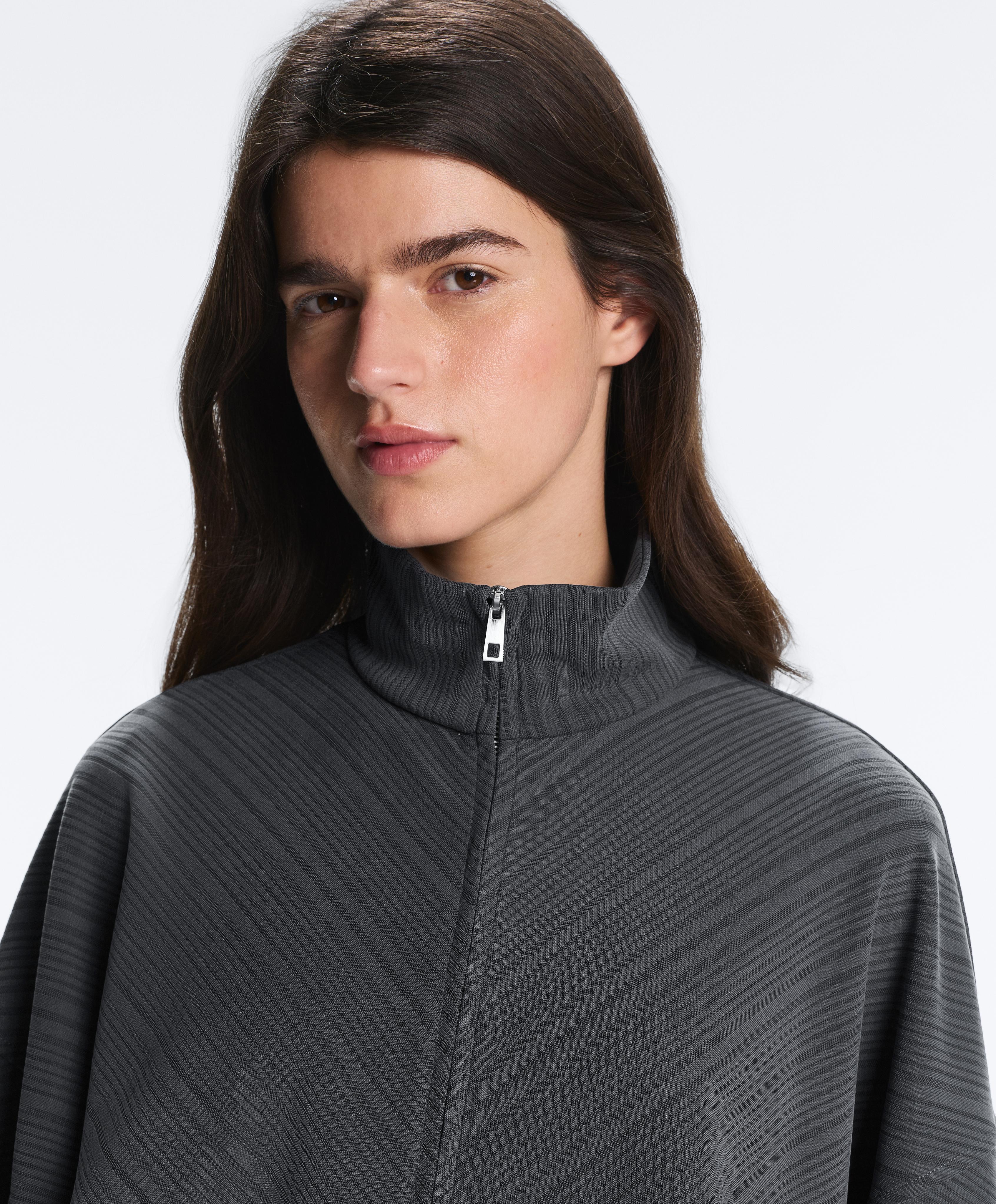 Asymmetric stripe jacket with modal — ASPHALT