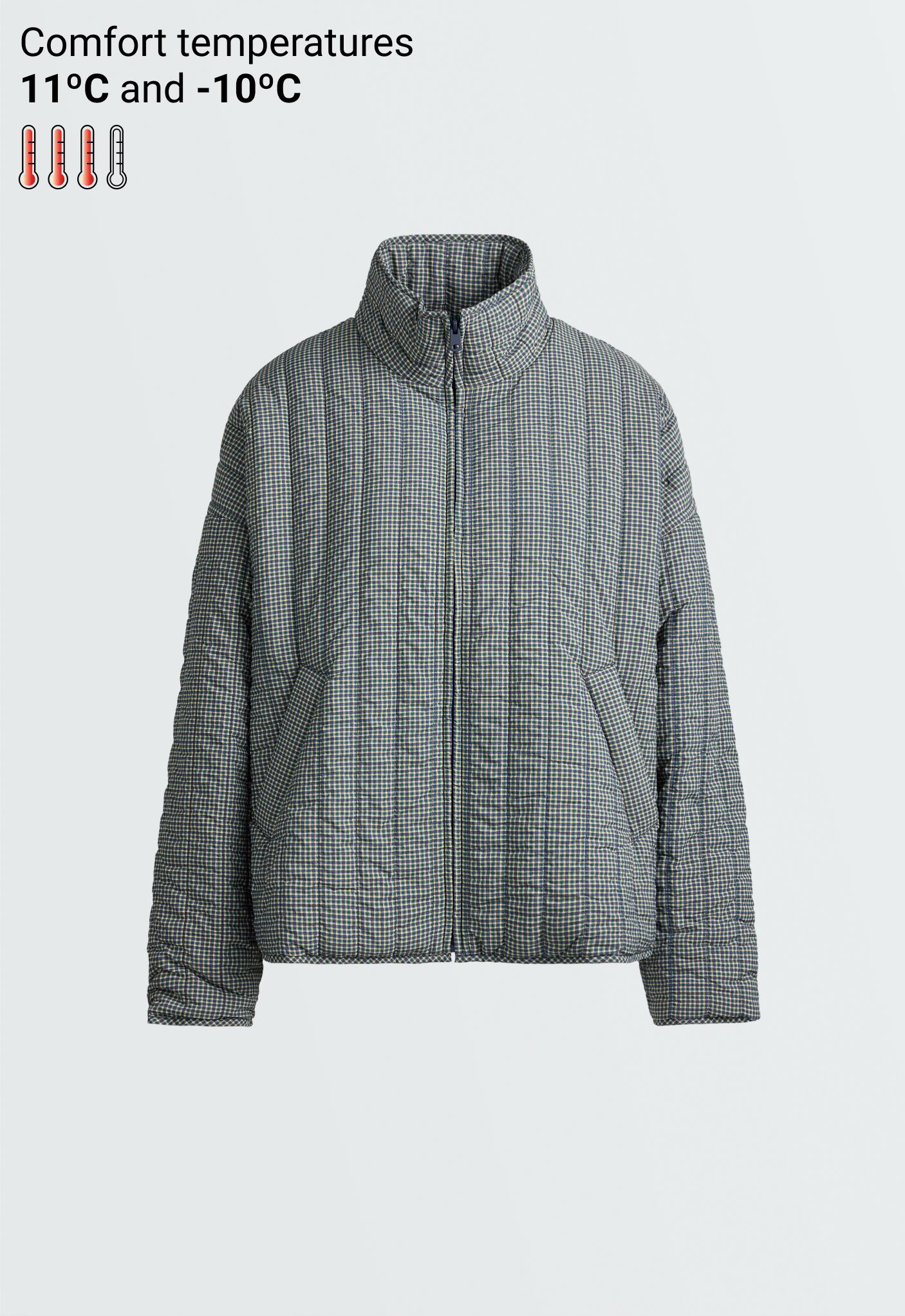 Checked midi padded jacket — BRIGHT LAVENDER