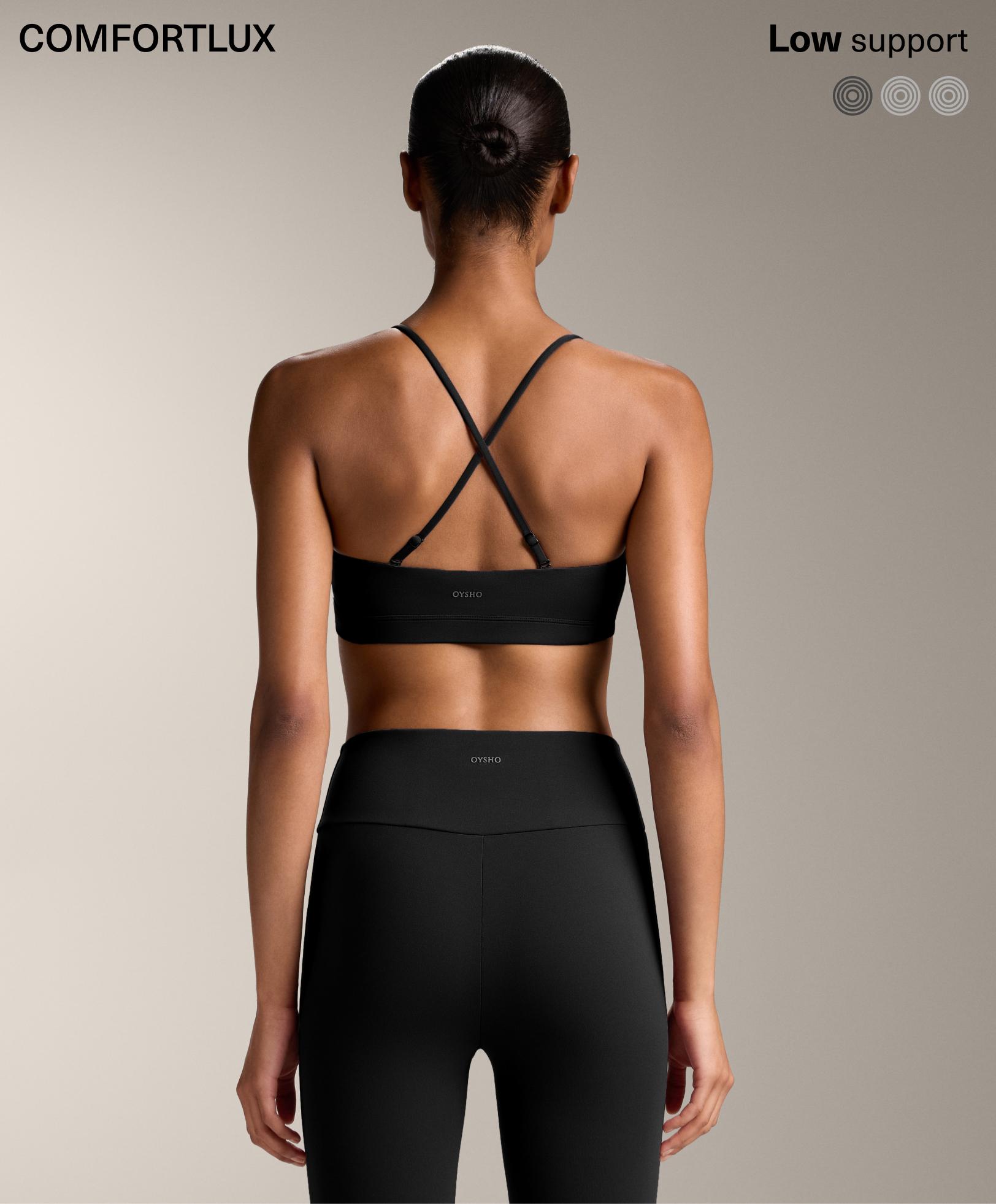 Comfortlux light-support sports bra with crossover straps
