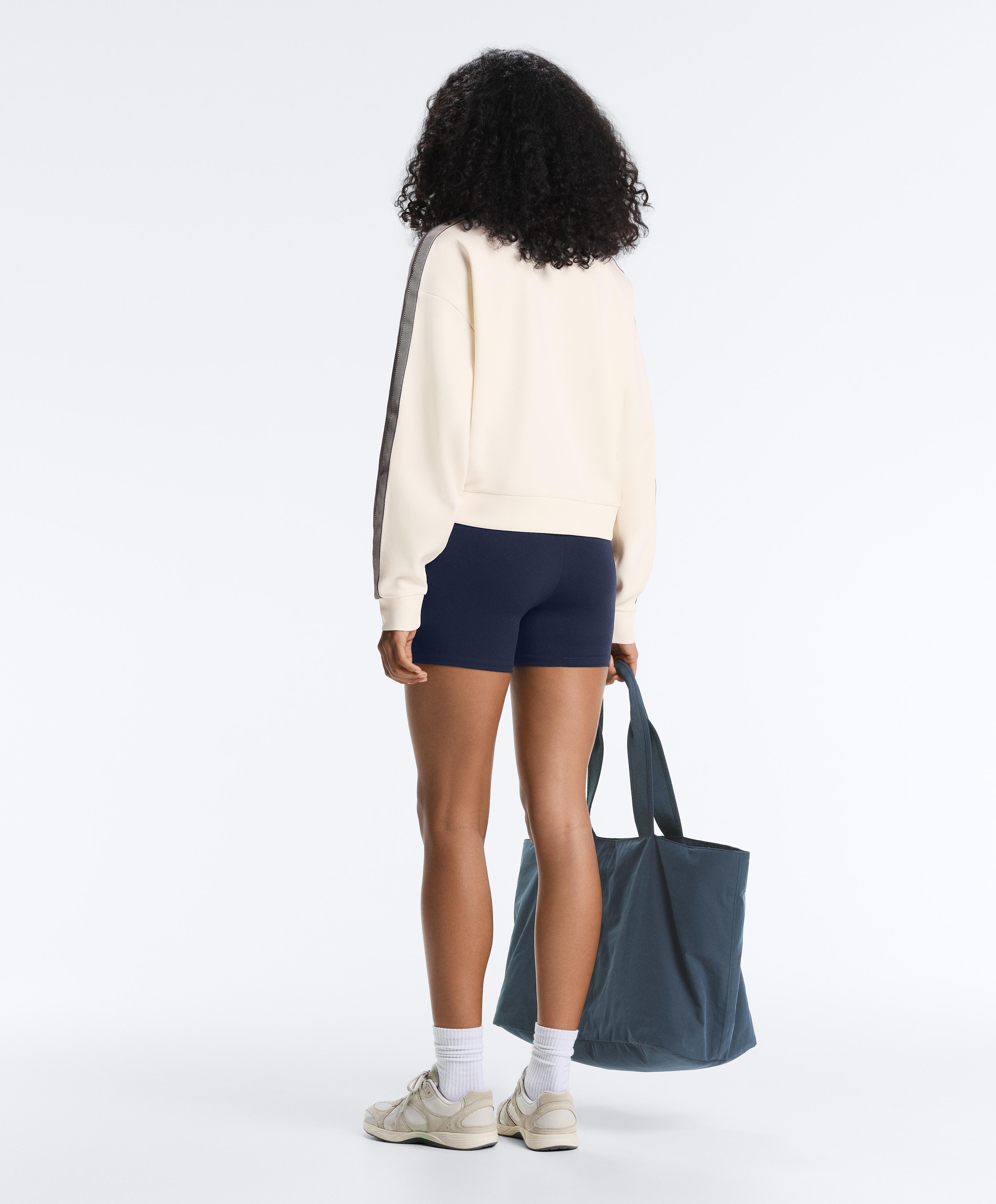 Herringbone side tape piqué cotton jacket — PALE ECRU