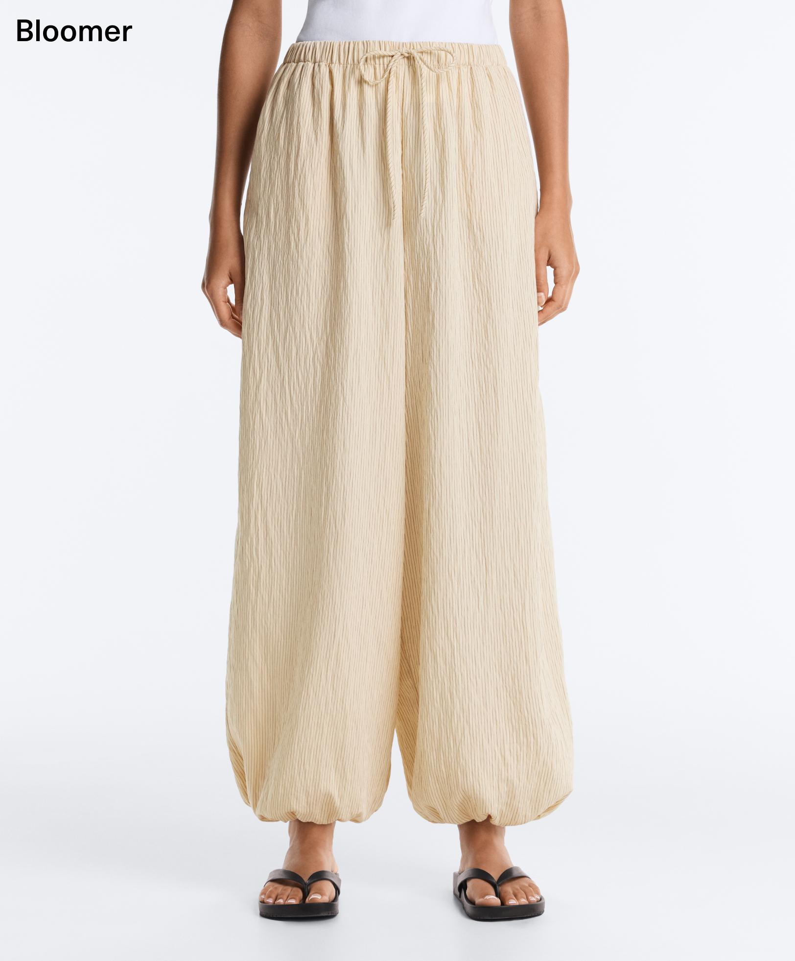 Modal blend striped bloomer trousers — PALE ECRU