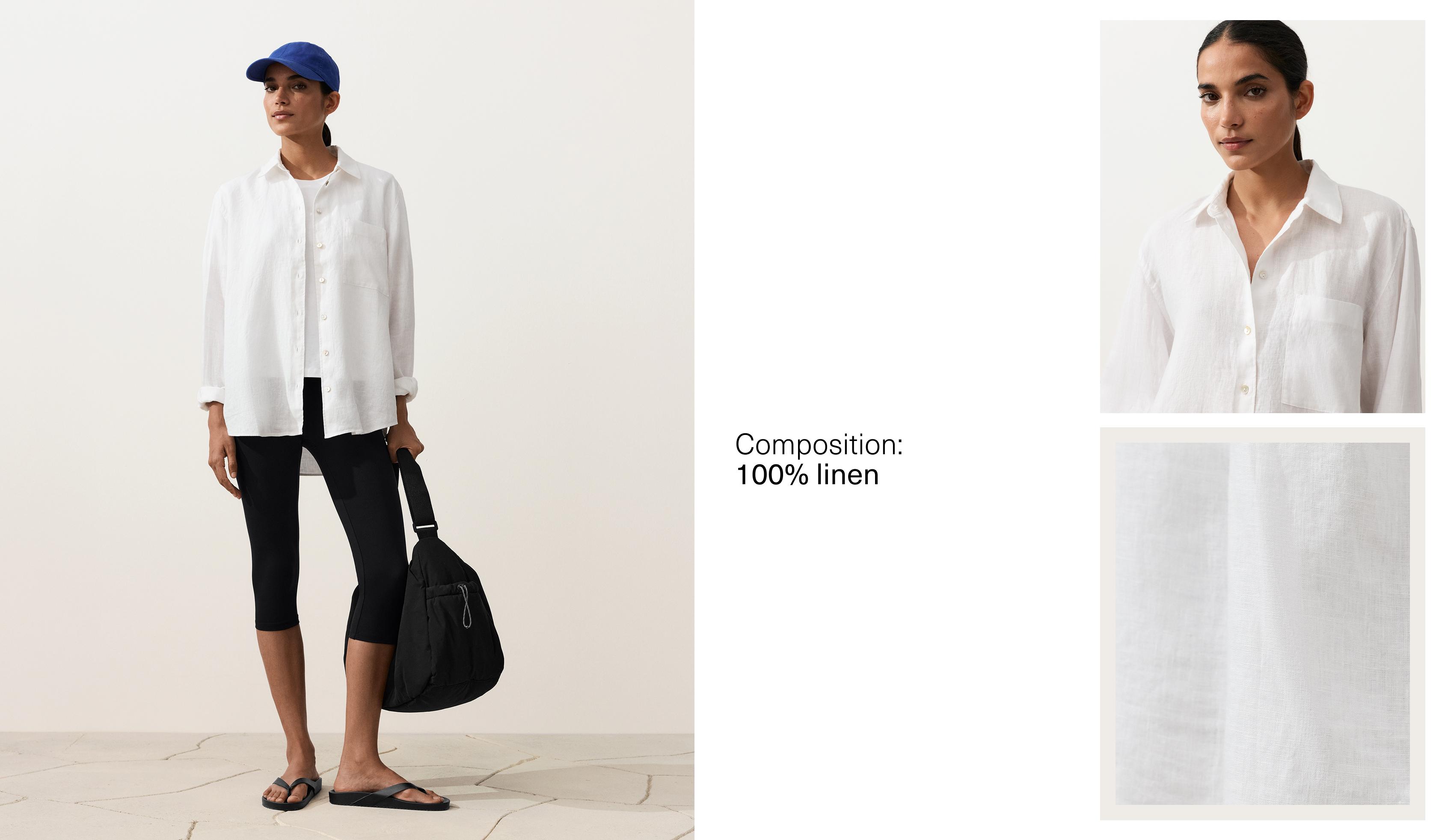 100% linen relaxed shirt — WHITE