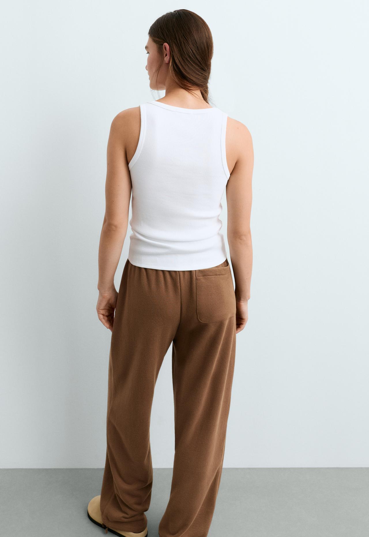 Slim-fit rib vest top with cotton and modal — WHITE 