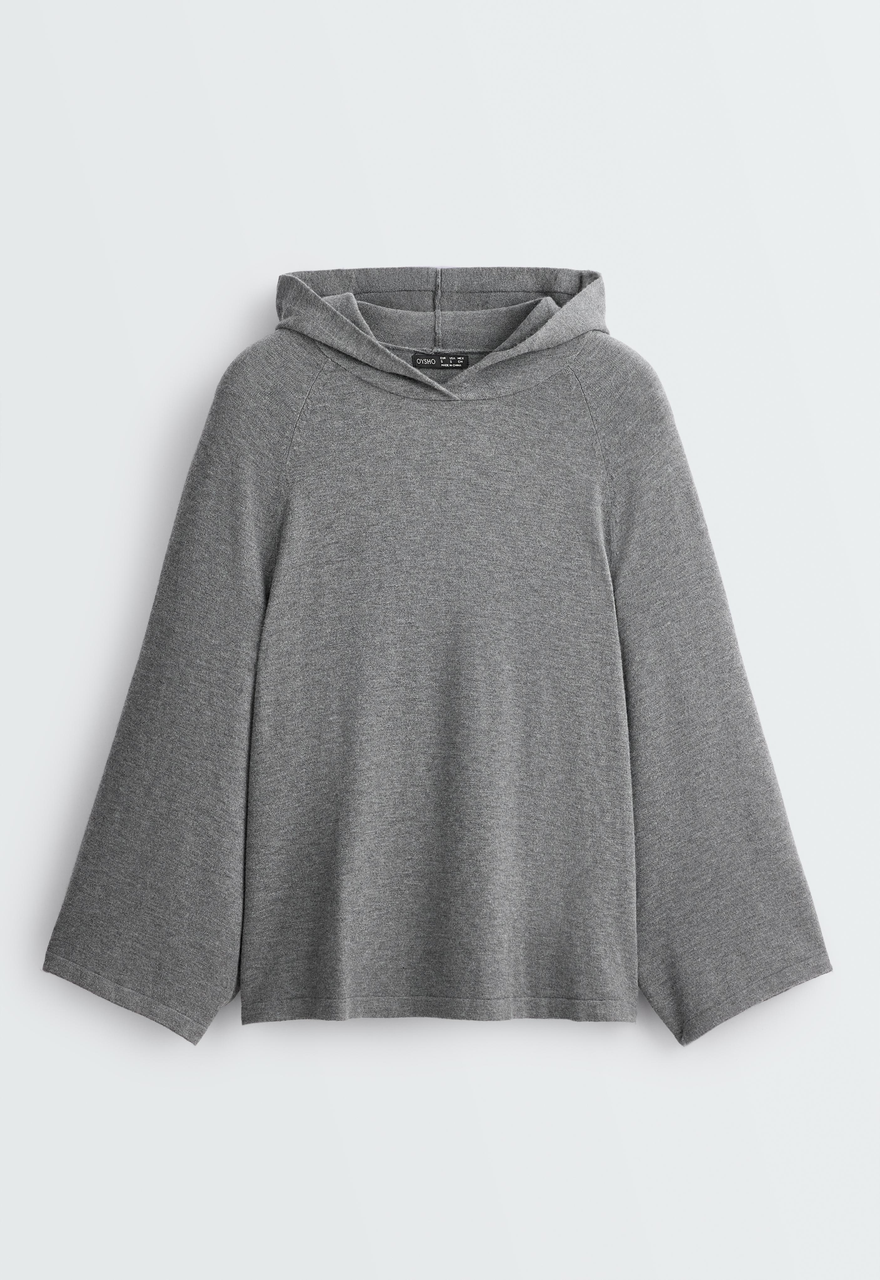 Hooded knit cape
