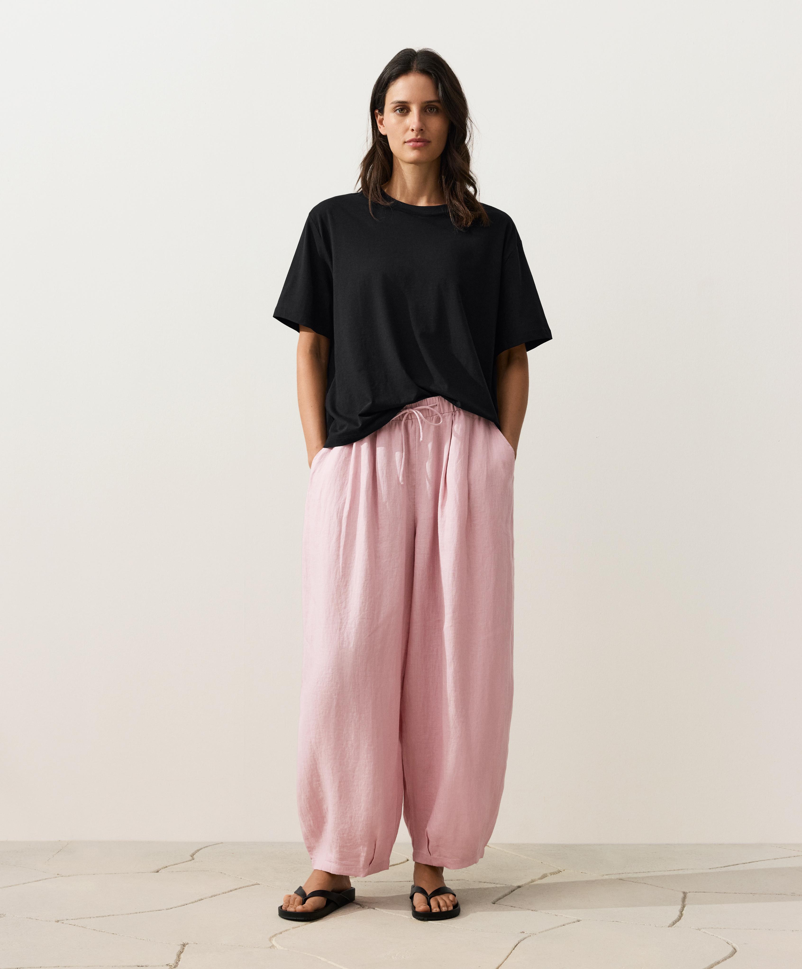 100% linen balloon trousers — DUSTY PINK
