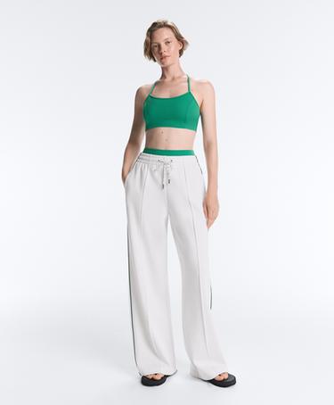 Low-support piqué sports bra — MID-GREEN MELANGE 7