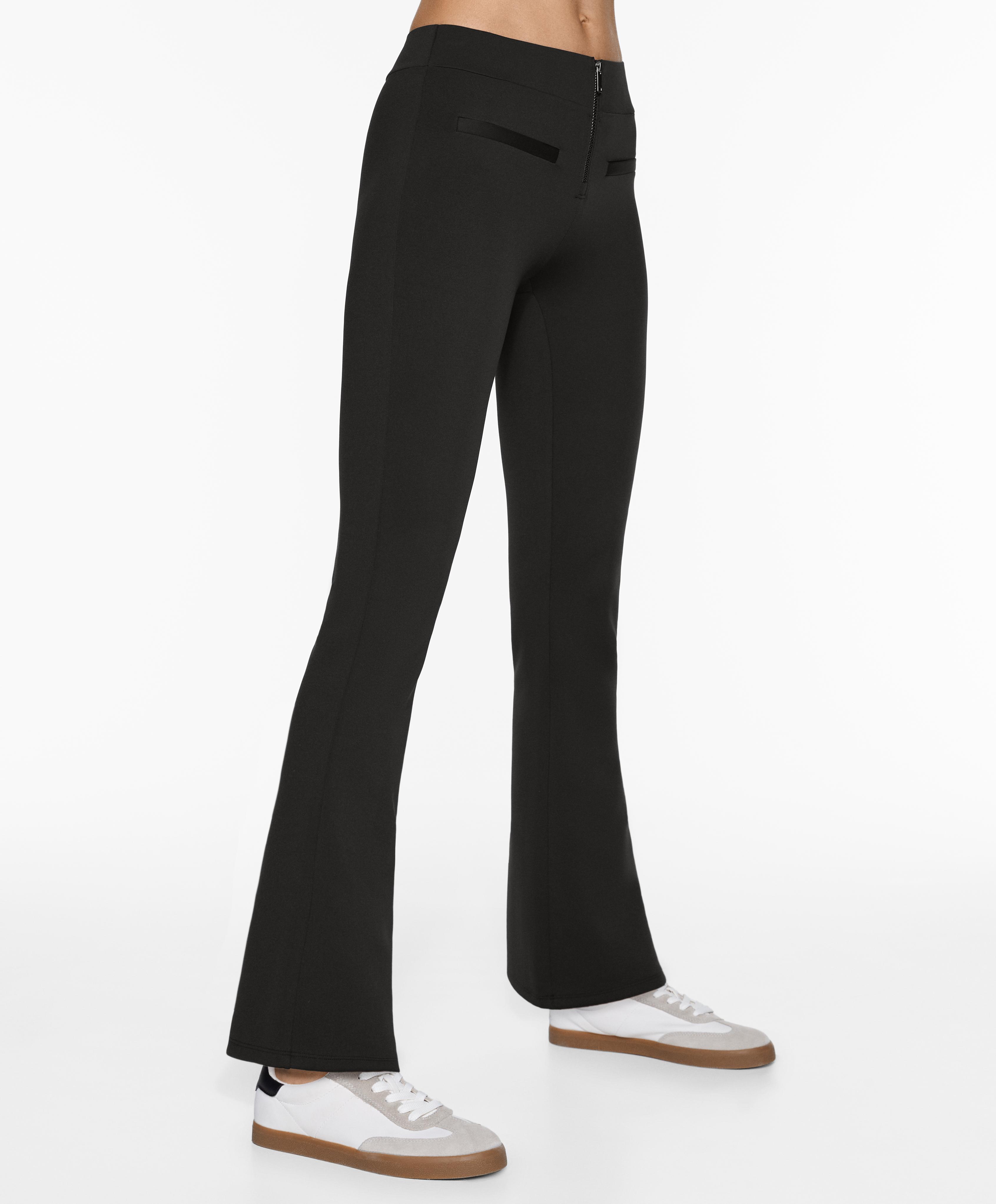 Neoprene-effect low-rise flare trousers - Sale