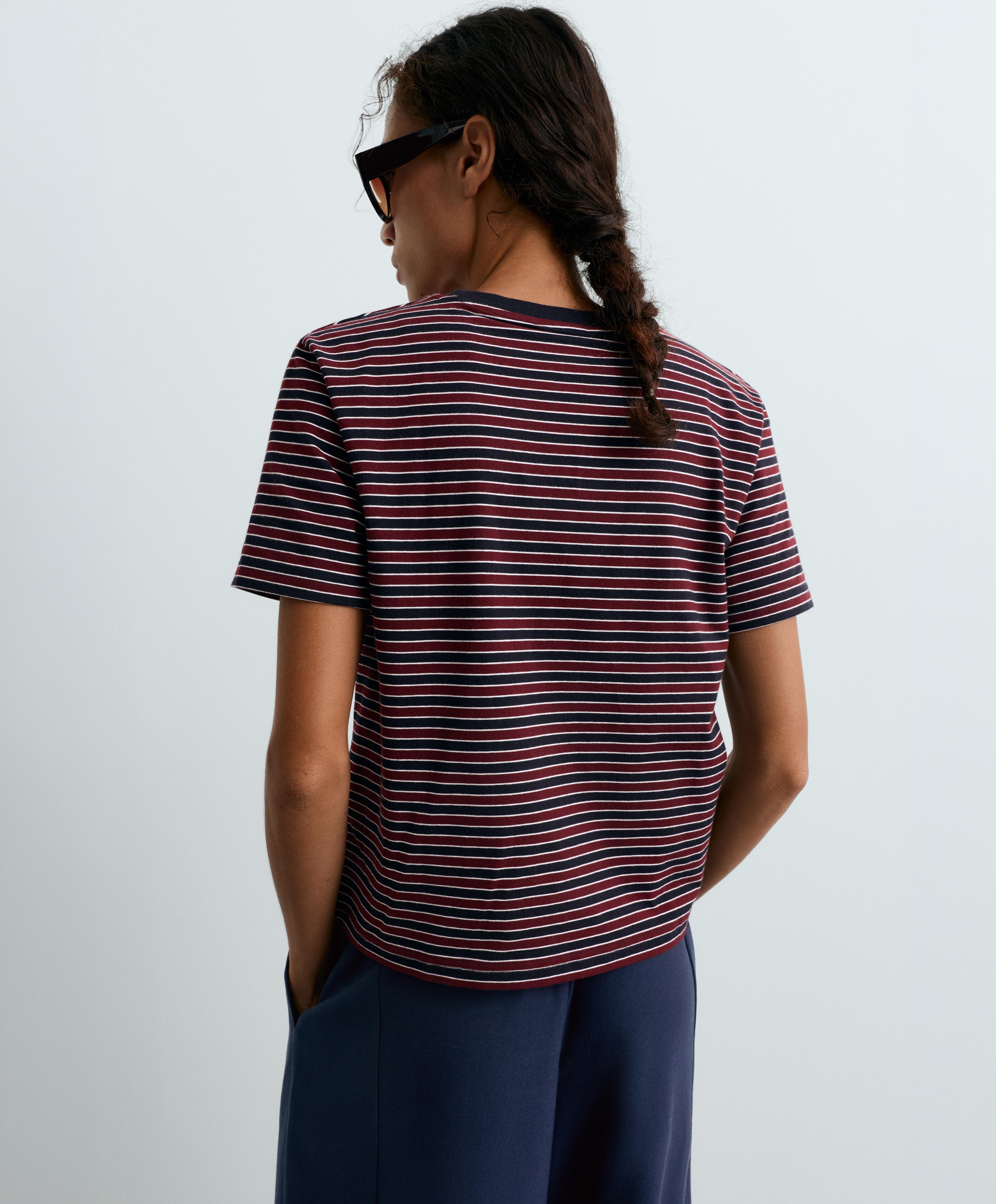 Striped regular-fit short-sleeved T-shirt — NAVY BLUE