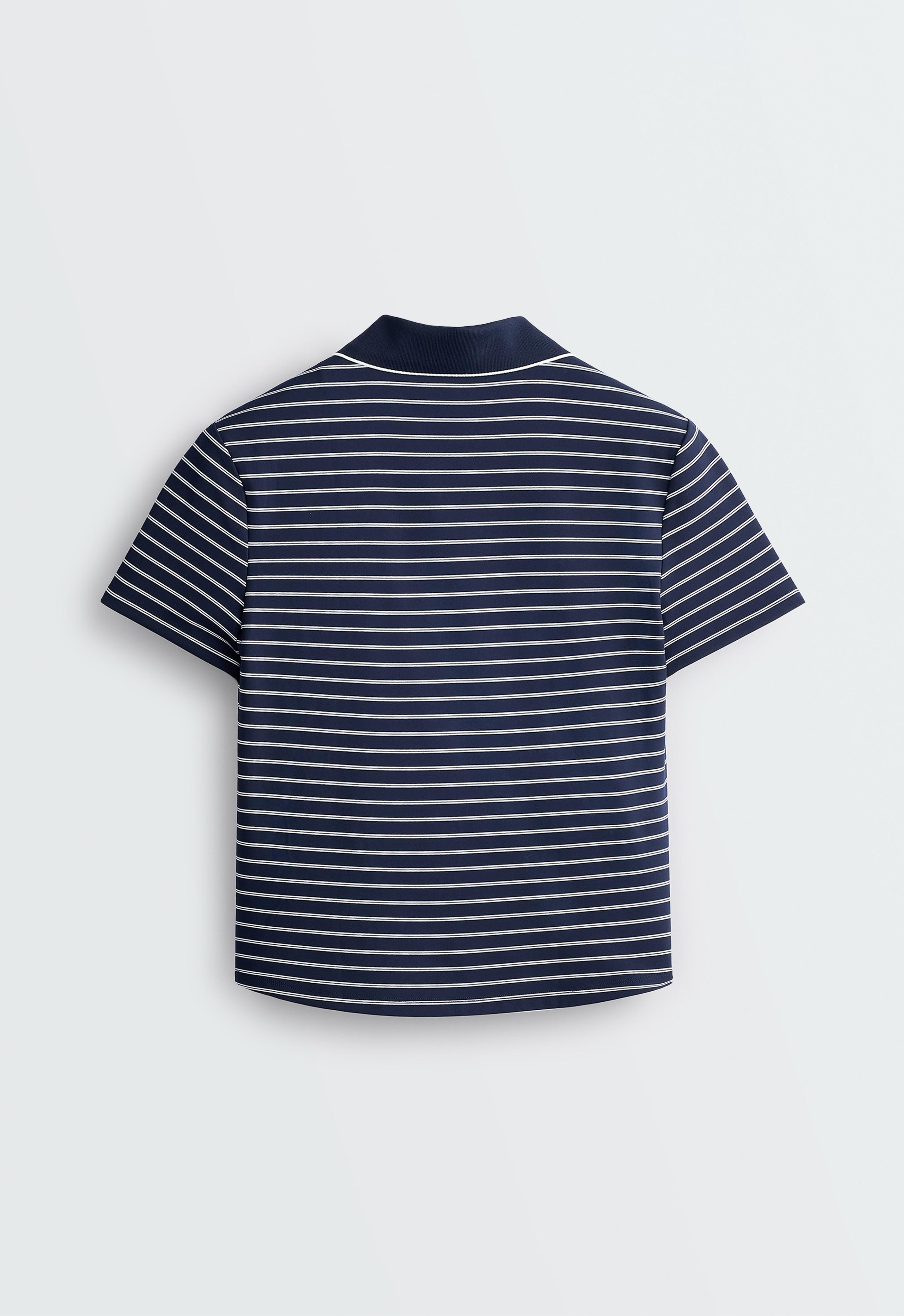 Striped Comfortlux short-sleeved polo shirt — NAVY BLUE