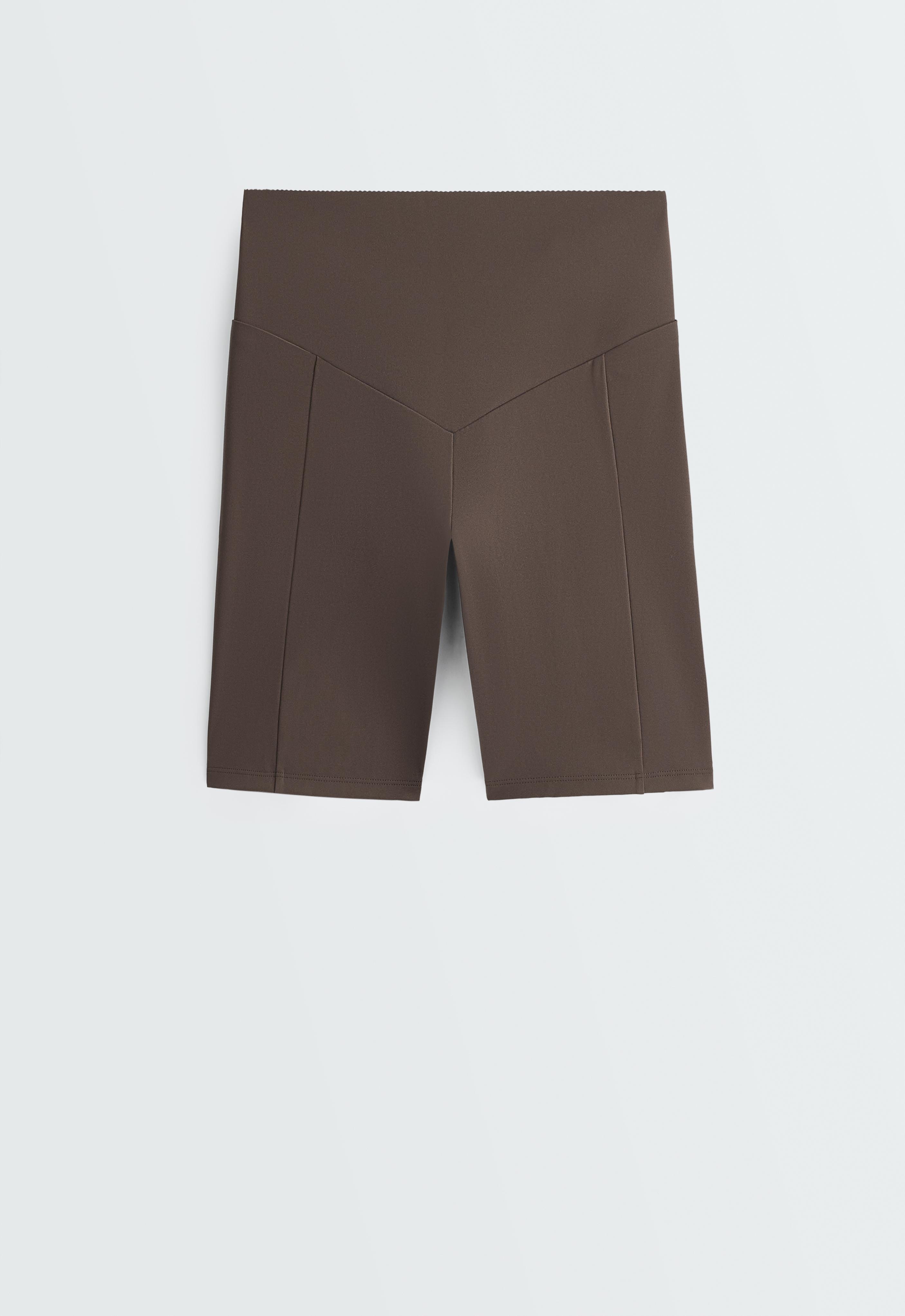 Compressive 20cm high-waisted cycle leggings with pockets — BROWN