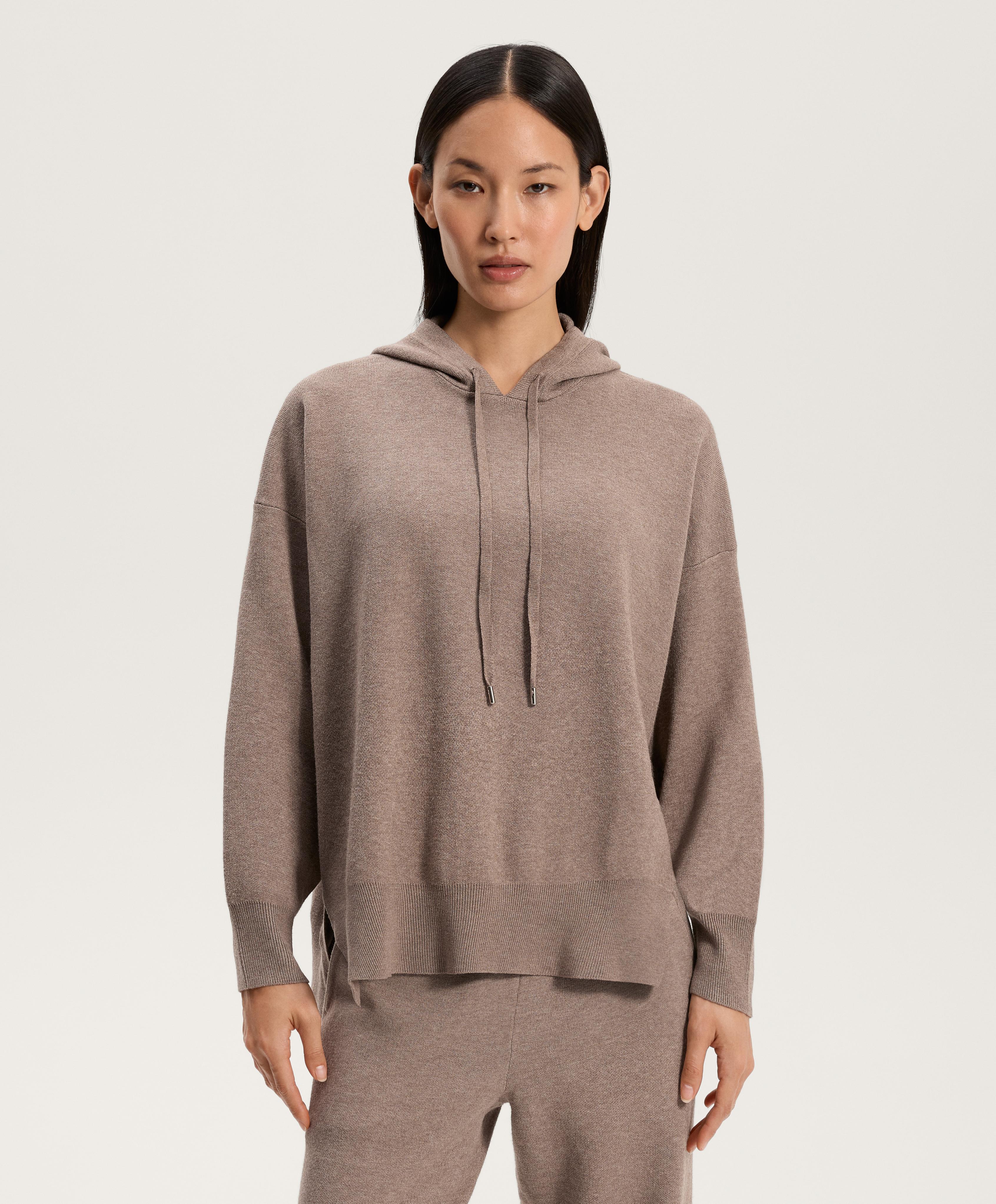 Long knit hooded jumper — PINK-MINK