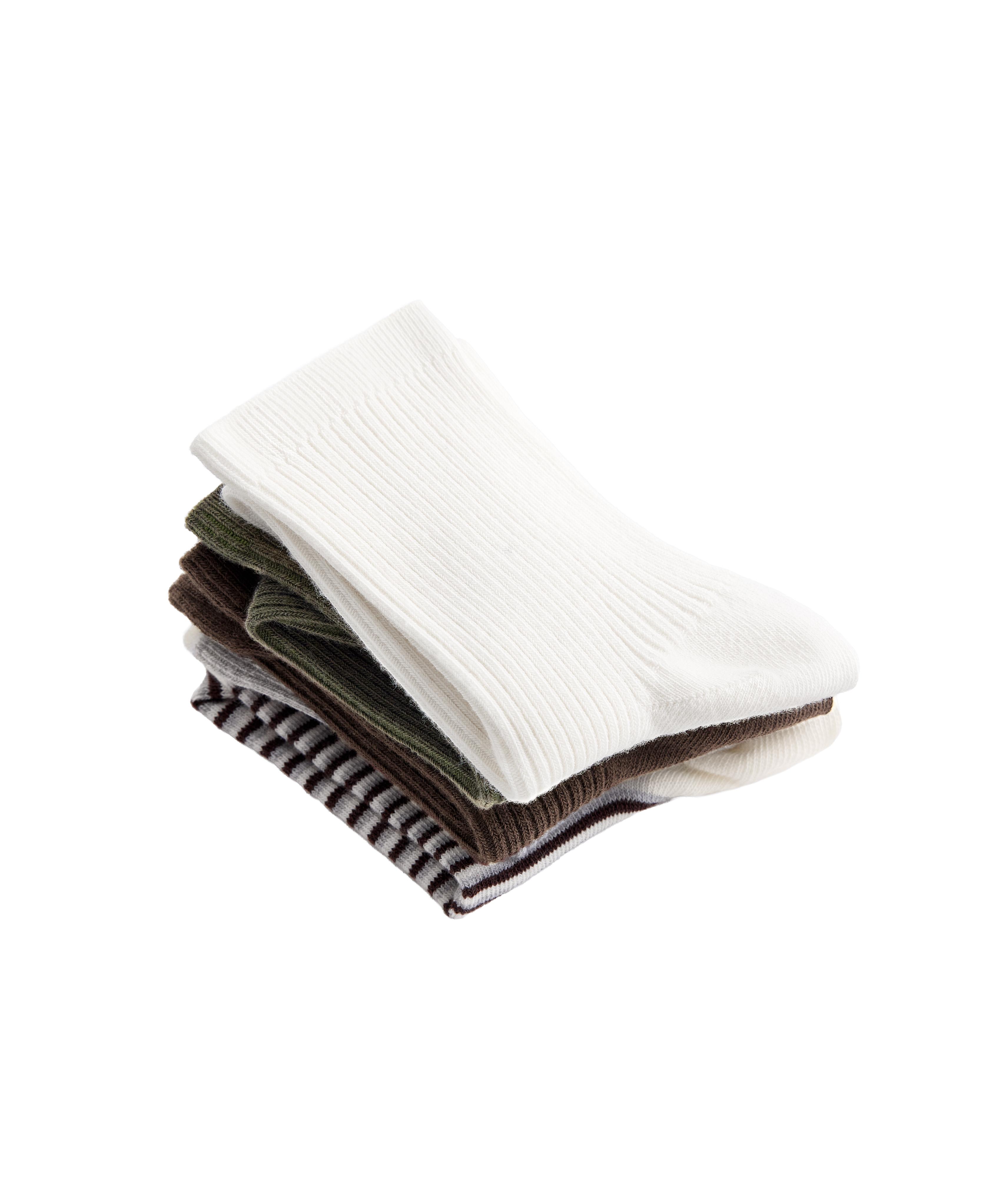 5 pairs of cotton blend quarter socks — DARK KHAKI