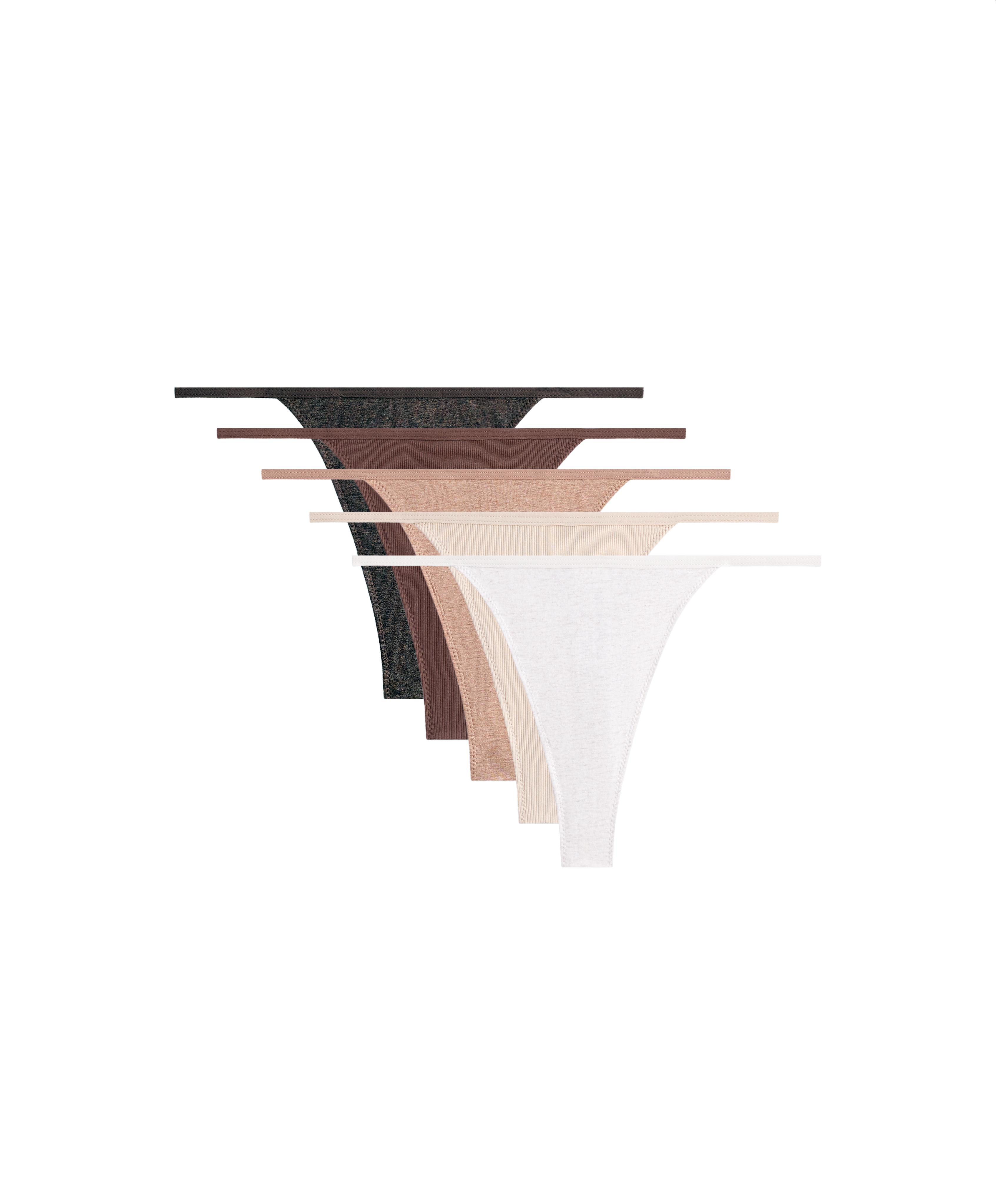 5 rib cotton blend thongs — CHOCOLATE
