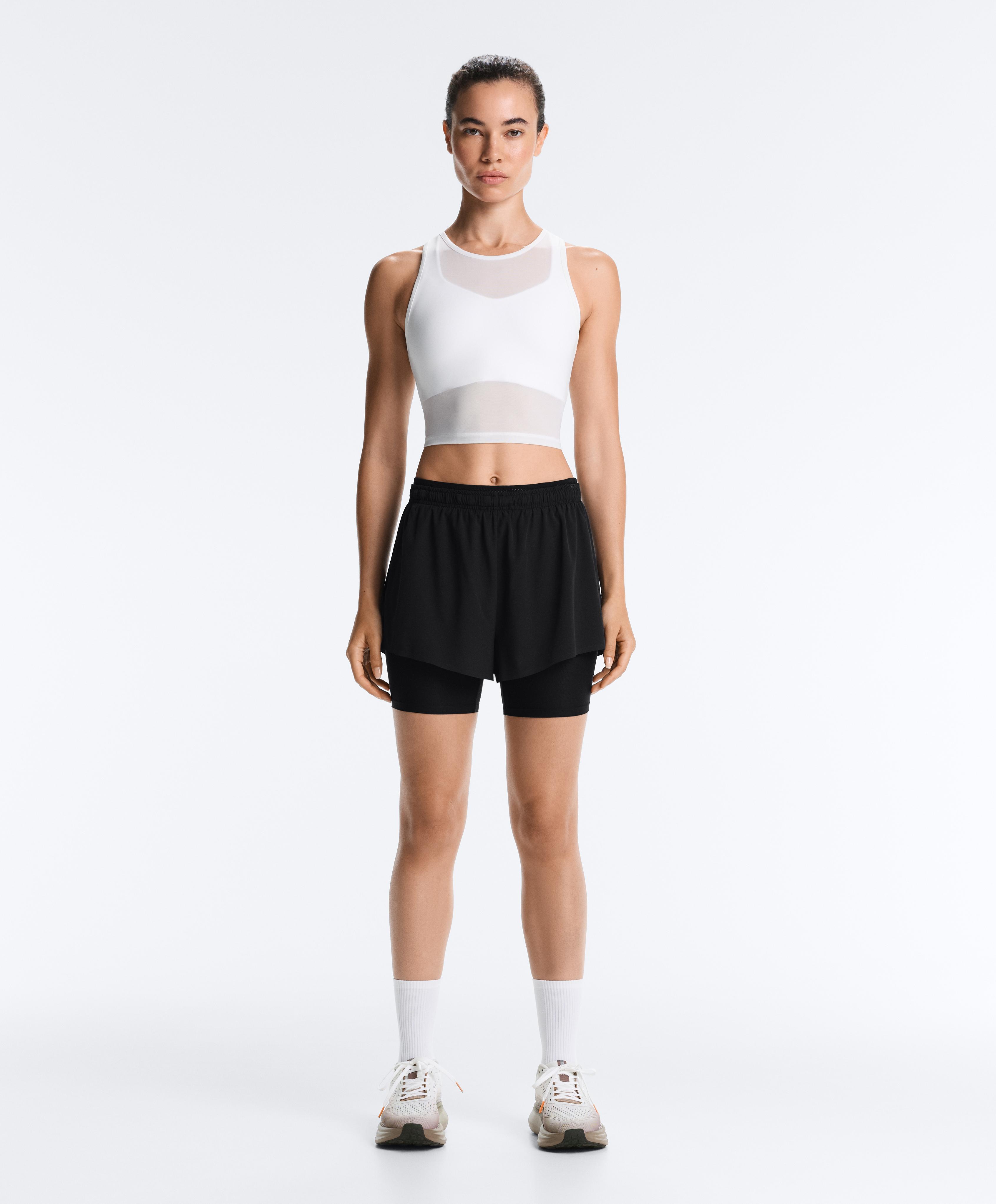 Sheer compressive tank top — WHITE
