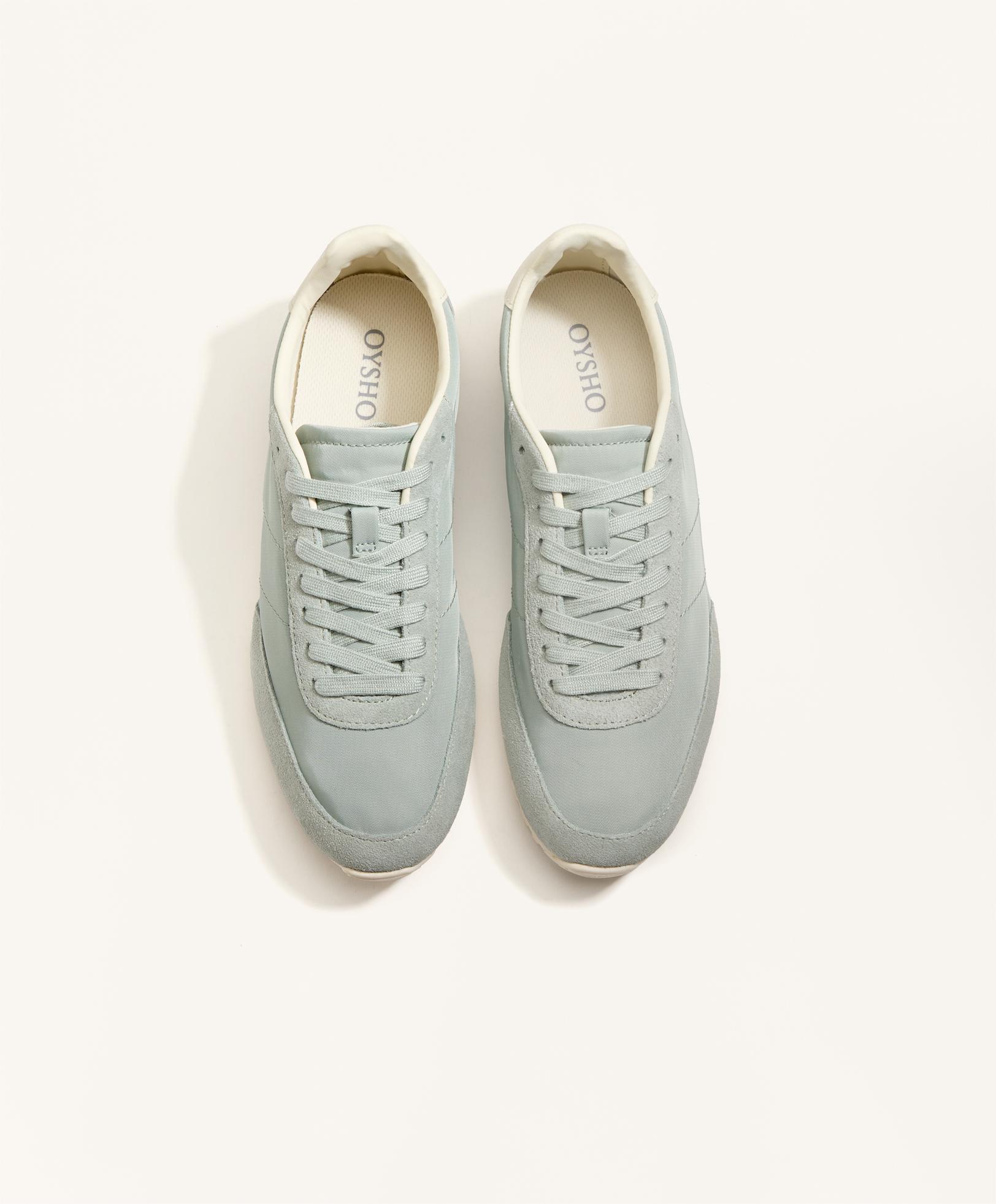 Nylon trainers with split-leather pieces - Sale Nylon trainers with split-leather pieces - Sale