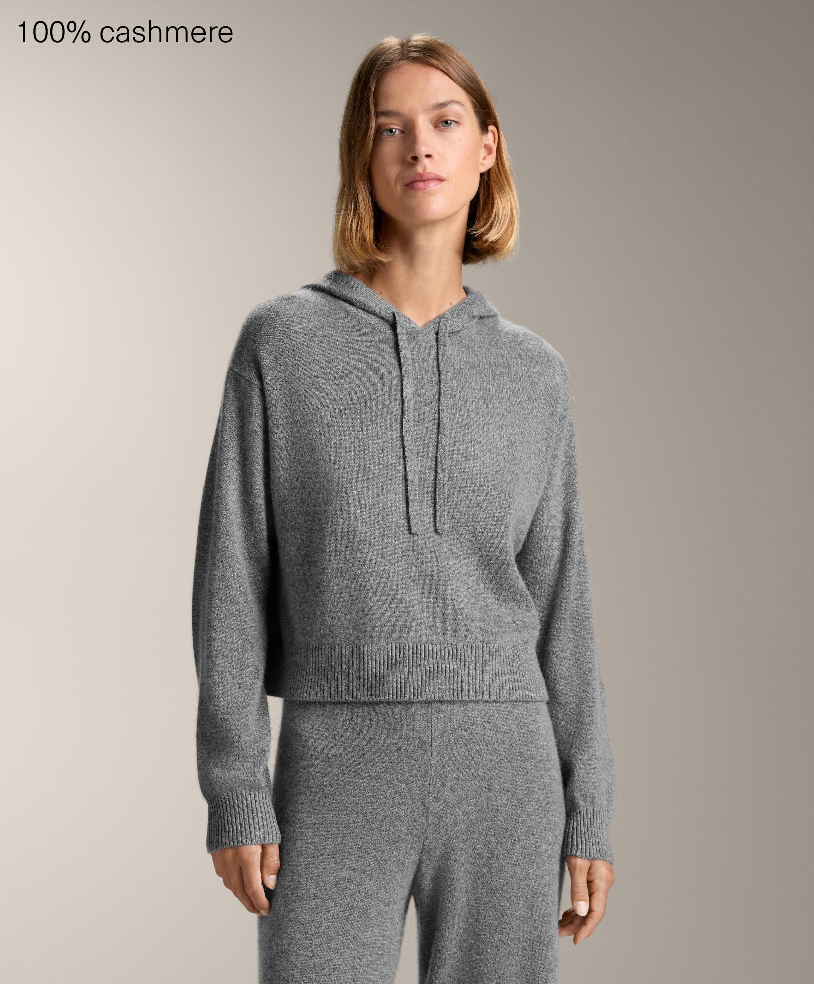 100% cashmere knit hoodie sweatshirt