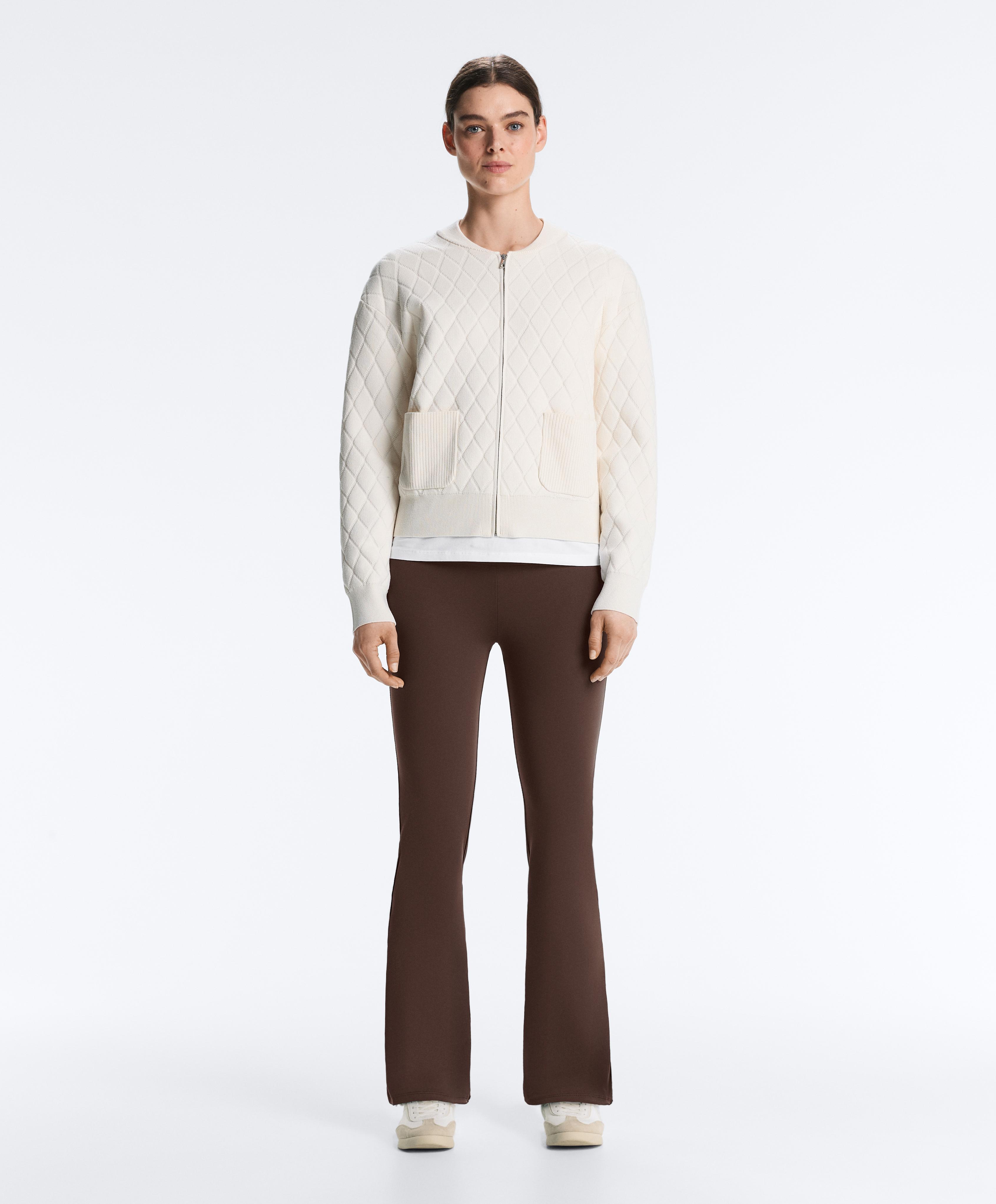 Argyle knit jacket — PALE ECRU