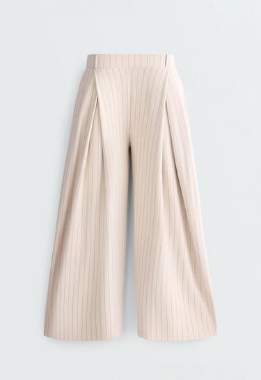 Wide-leg crop trousers with pleats and stripes — SANDY           9