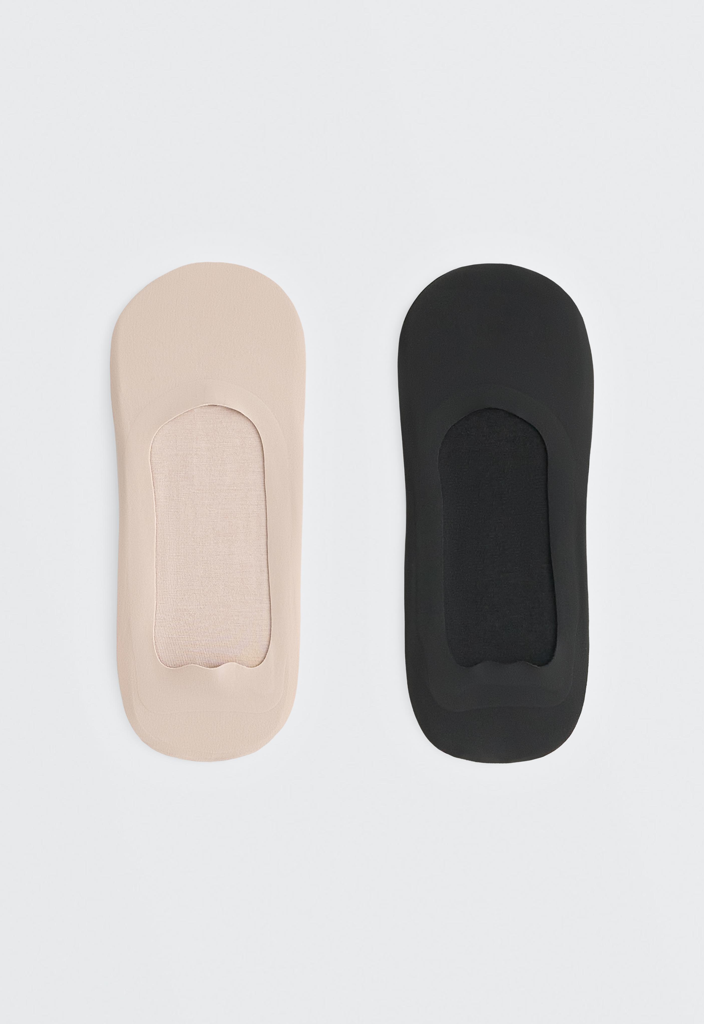 2 pairs of medium-cut invisible microfibre socks — BEIGE