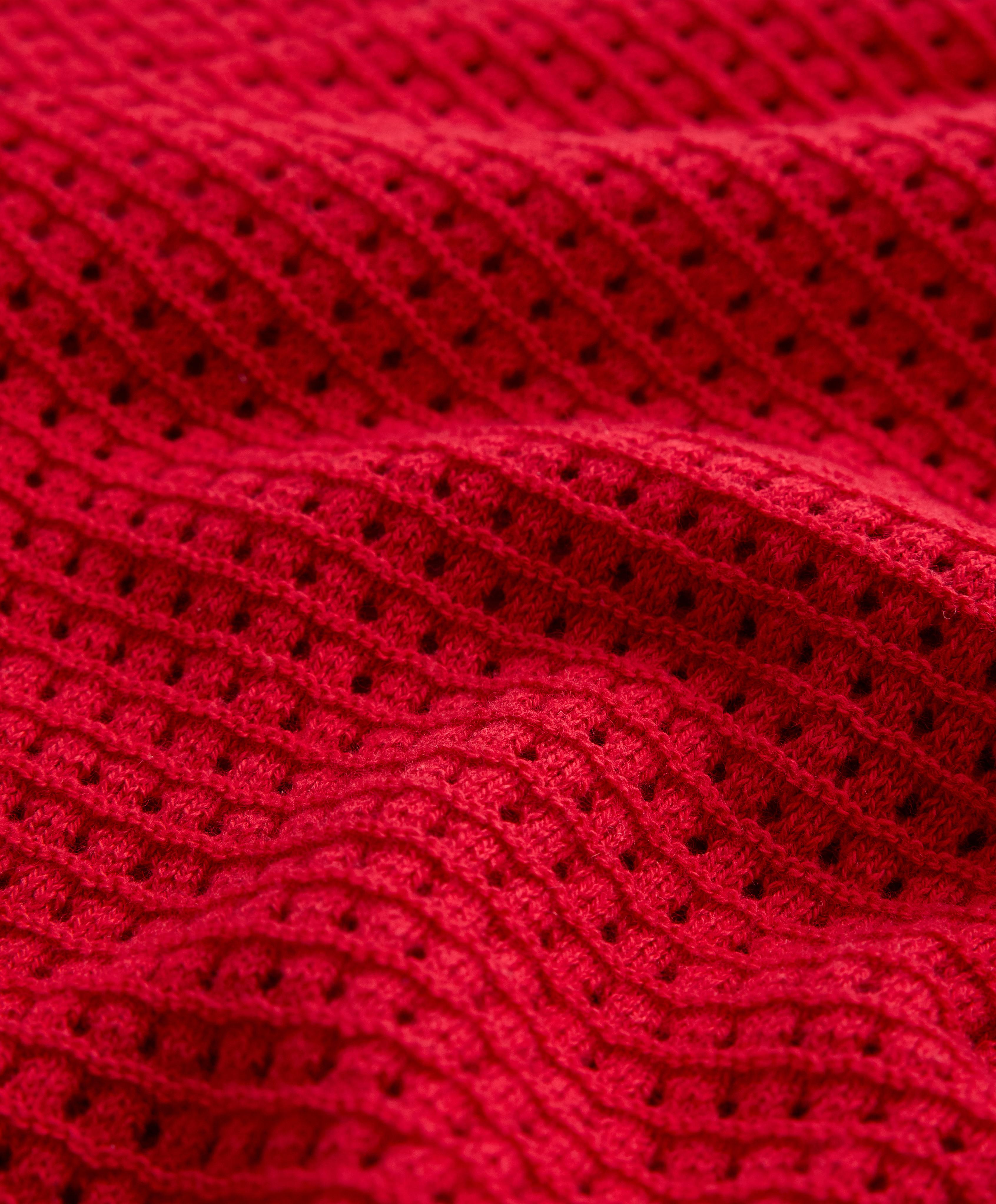Cotton openwork knit shorts — BRIGHT RED