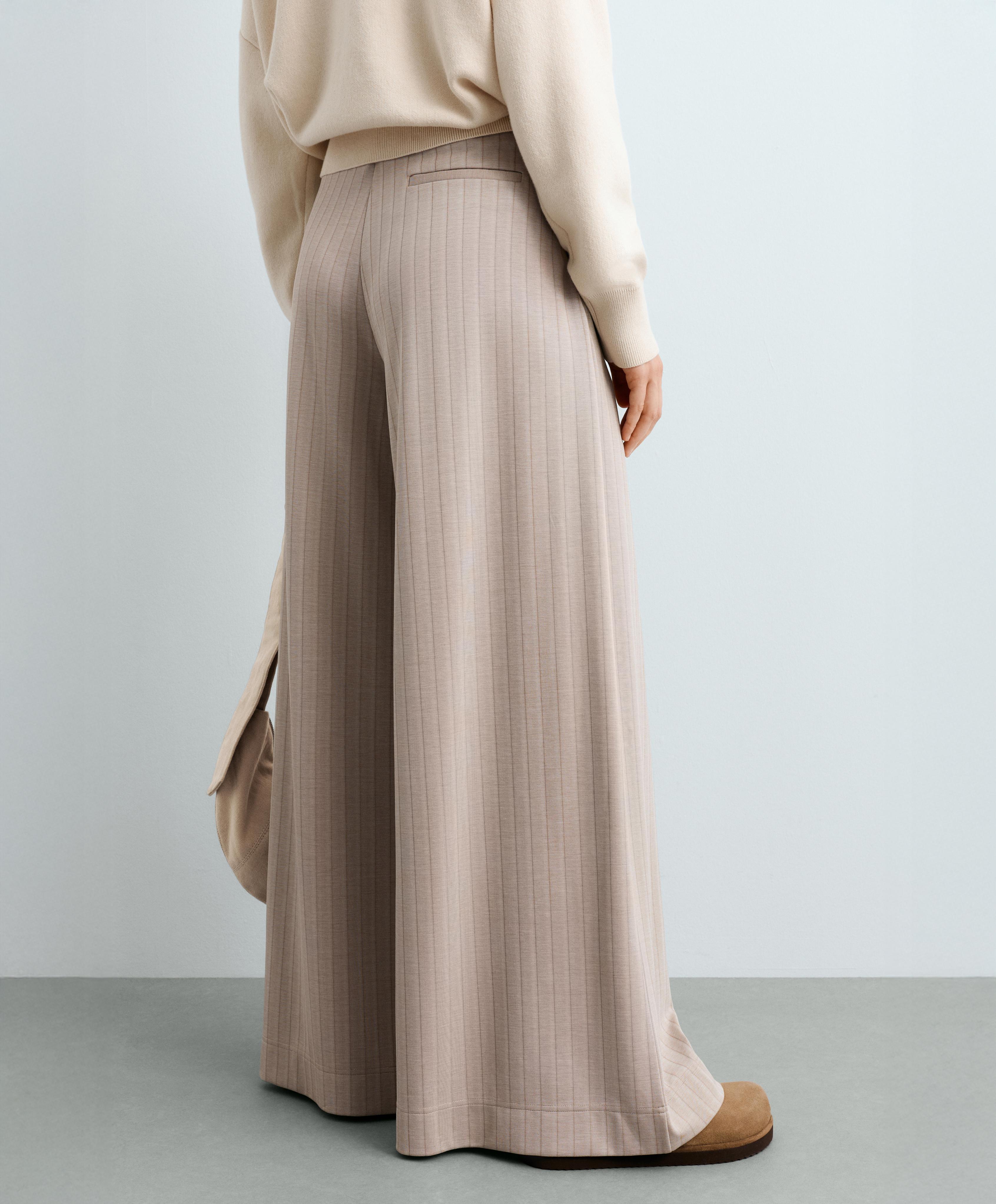Soft-touch striped wide-leg trousers — SOFT MINK