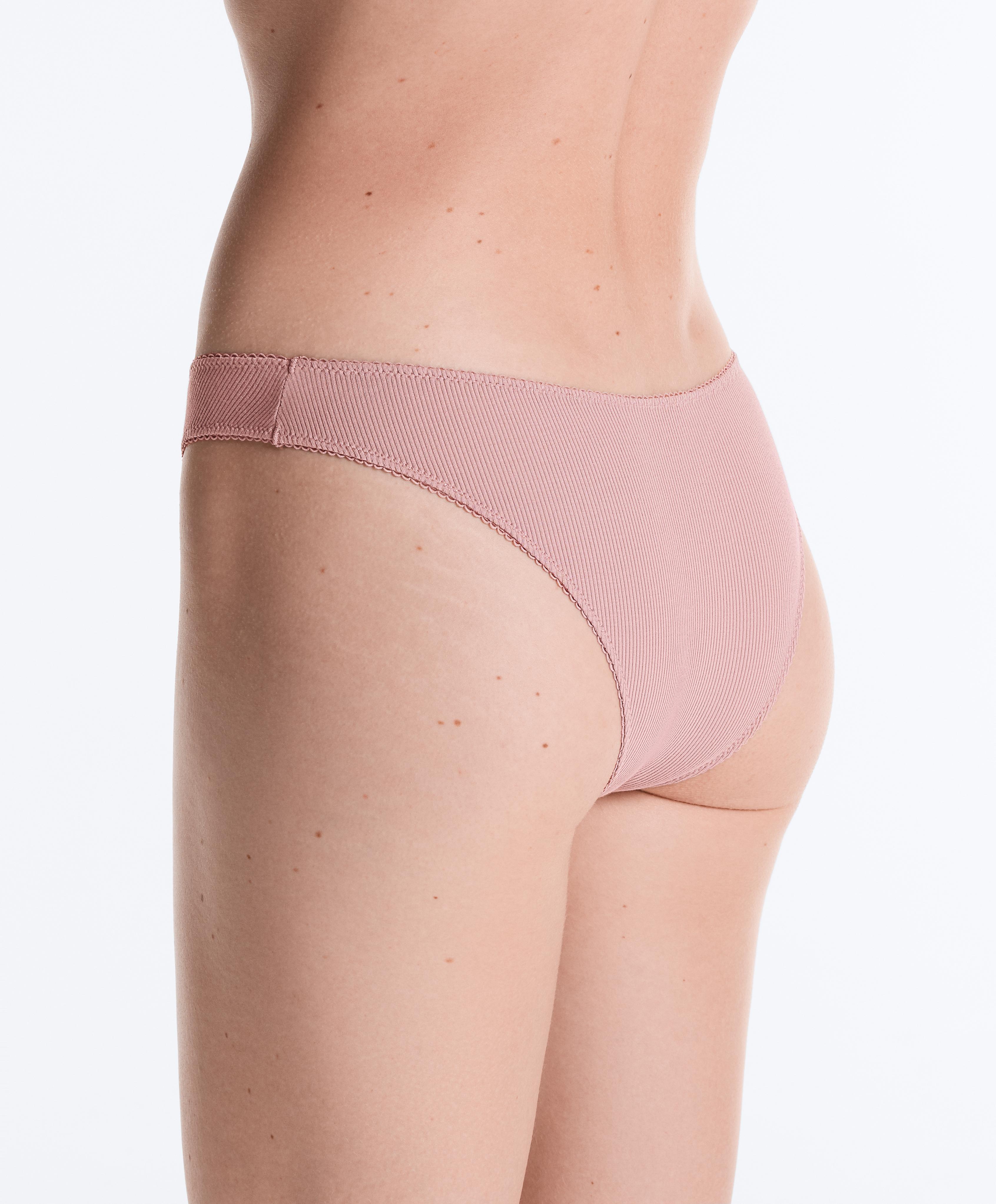 5 cotton rib U-cut Brazilian briefs — FADED PINK