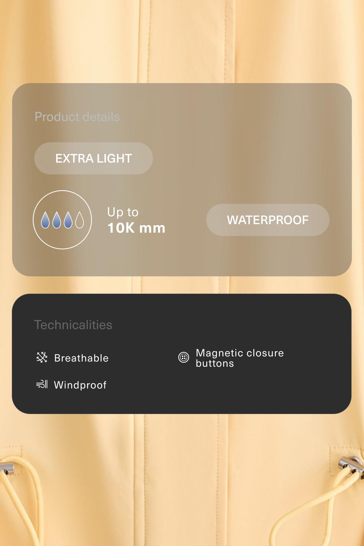Extra lightweight 10k waterproof jacket — PALE YELLOW