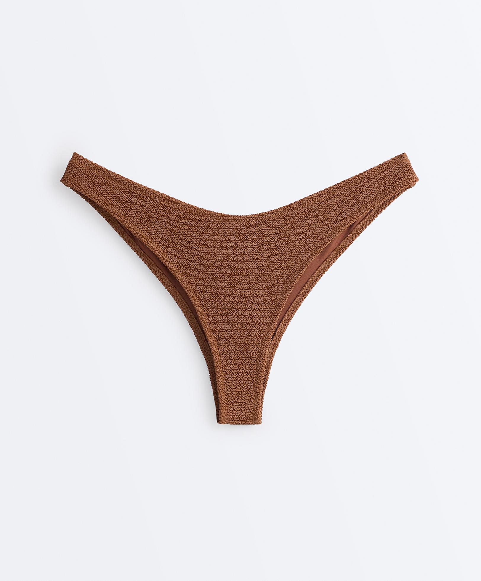 U-cut crinkle Brazilian bikini briefs — TOFFEE