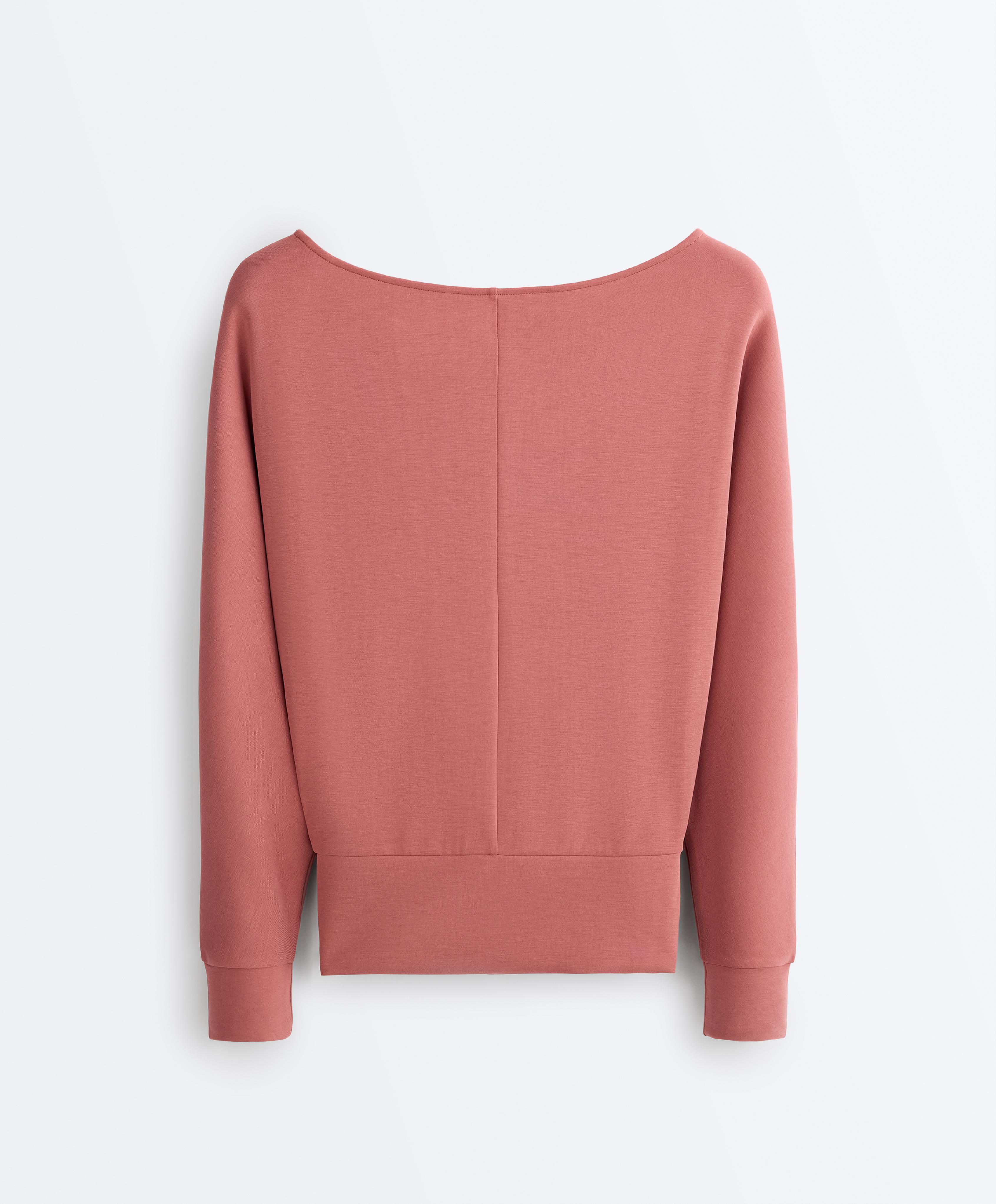 Soft-touch modal boat neck sweatshirt — ROSETTE BLUSH