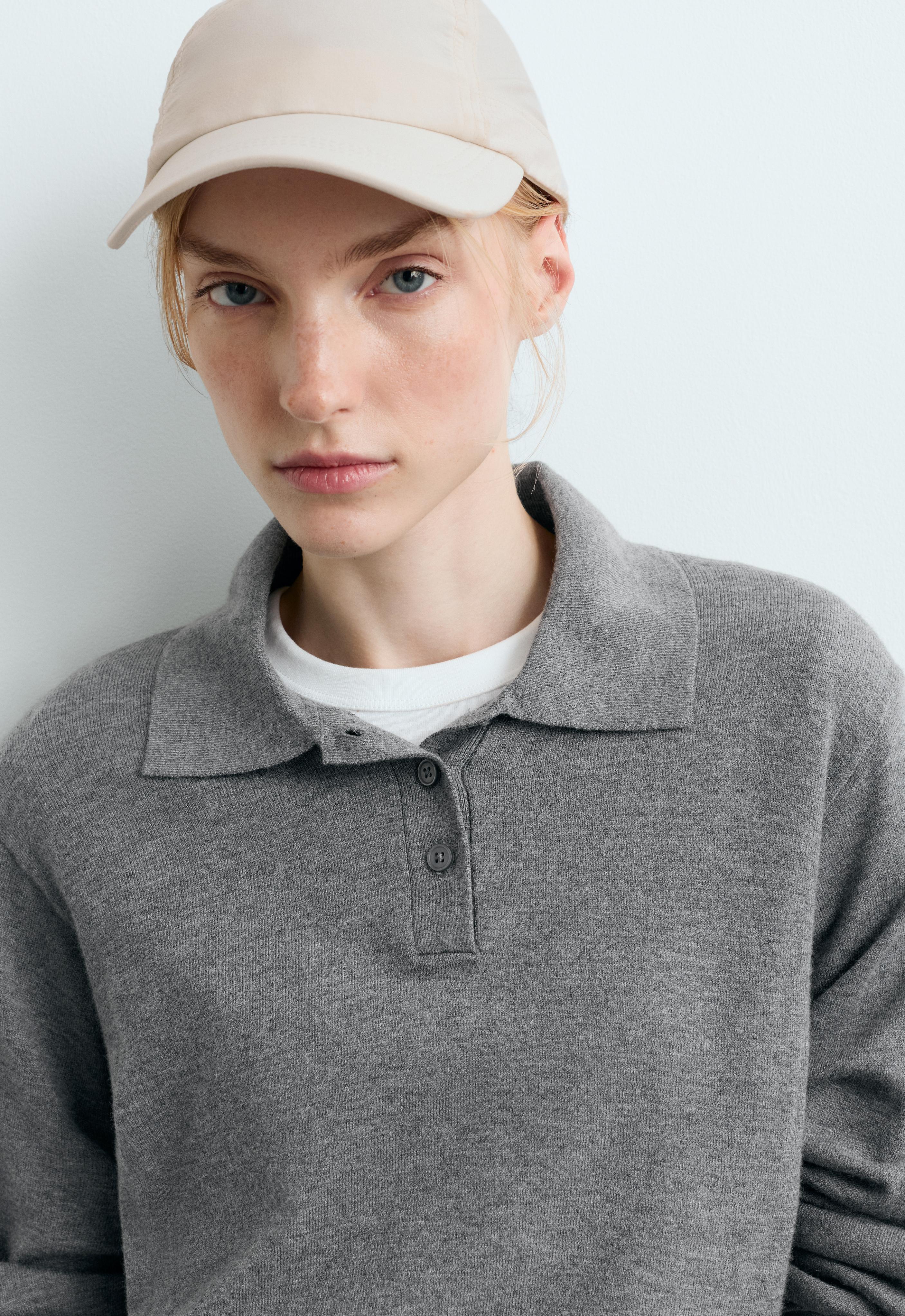 Polo aus Strick mit langem Ärmel Polo aus Strick mit langem Ärmel