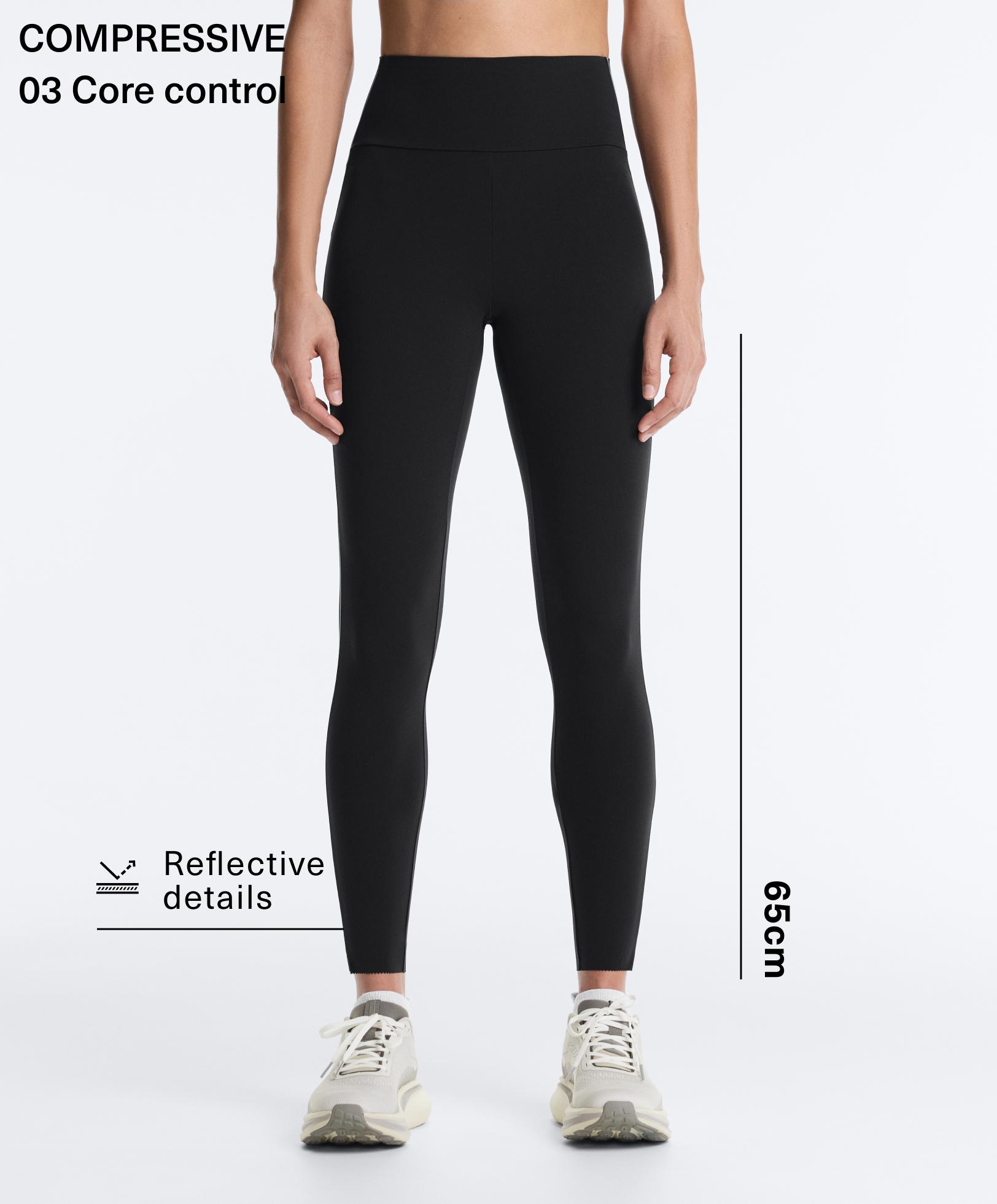 Reflective high-rise Compressive core control ankle-length leggings