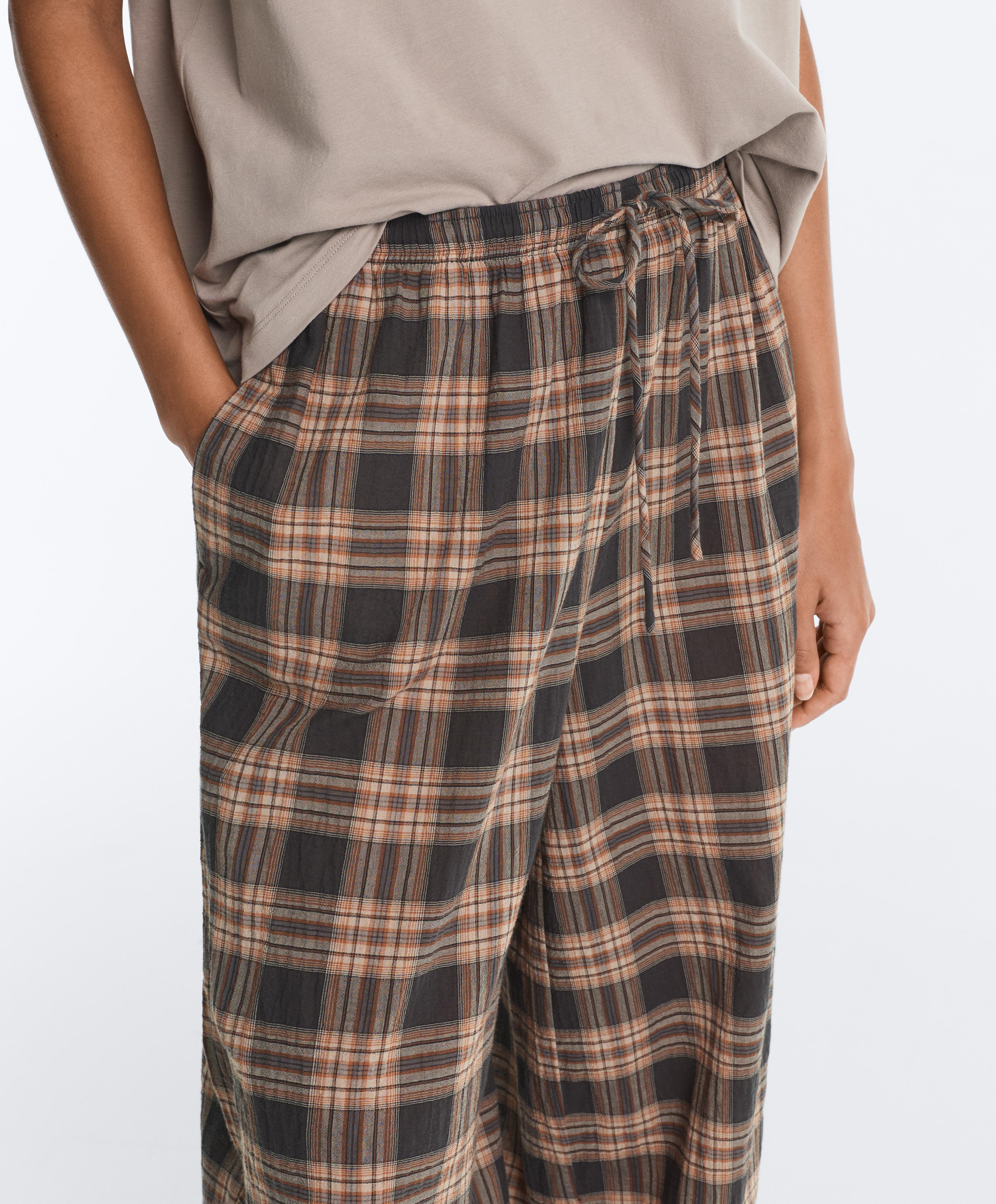 Check cotton-blend bloomer trousers — WASHED BLACK