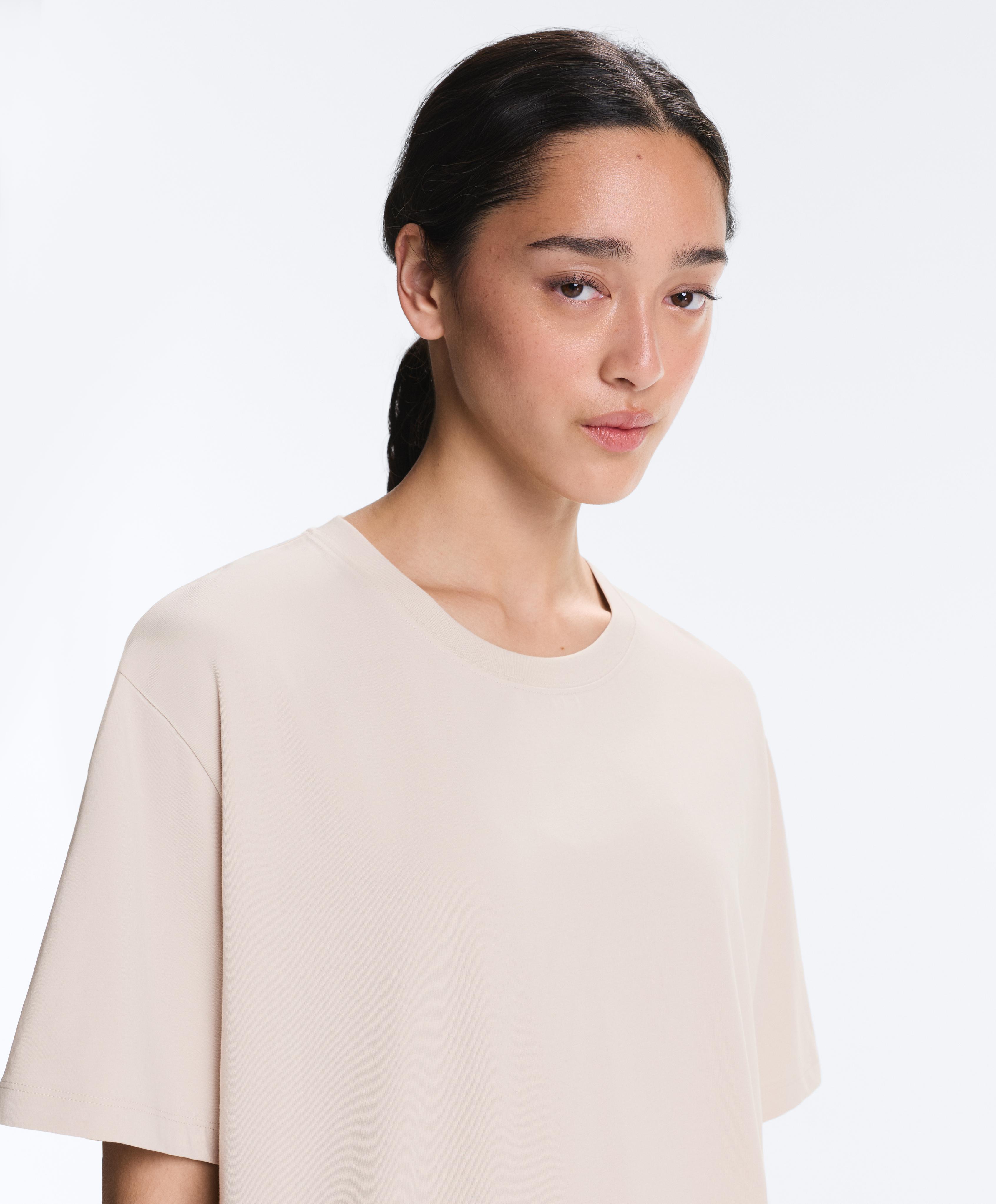 Oversize cotton-blend short-sleeved T-shirt