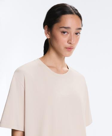 Oversize cotton blend short-sleeved T-shirt — SAND 3