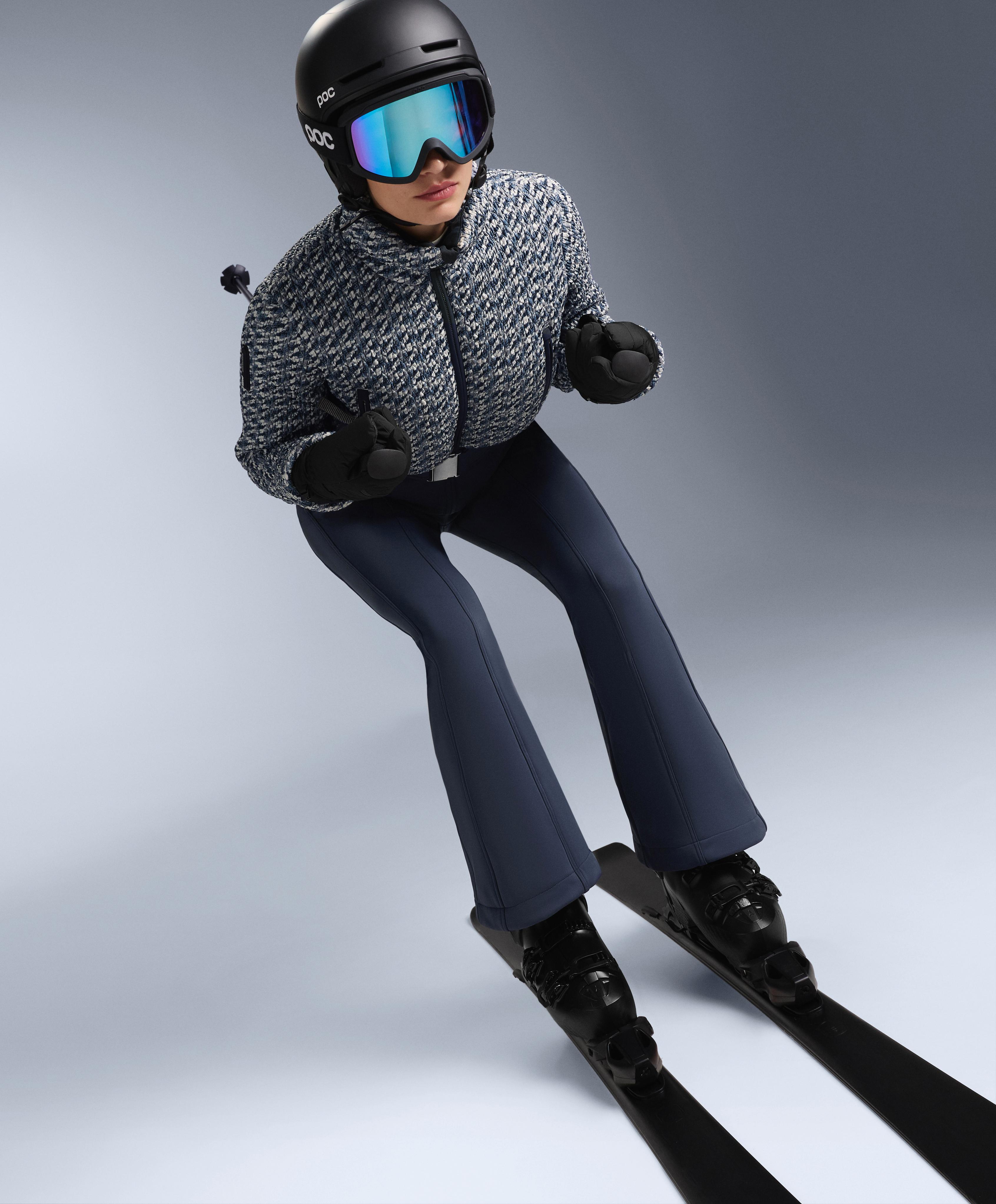 MINARDI PIUME SKI water-resistant twist padded 80% down and 20% feather jumpsuit — WASHED DARK BLUE