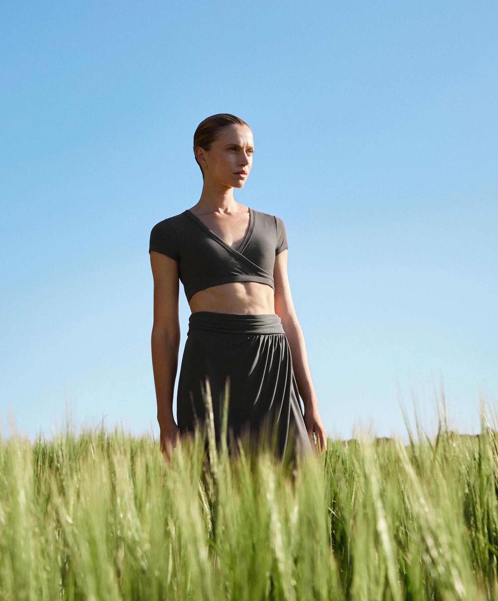 Rib modal blend crossover tank top
