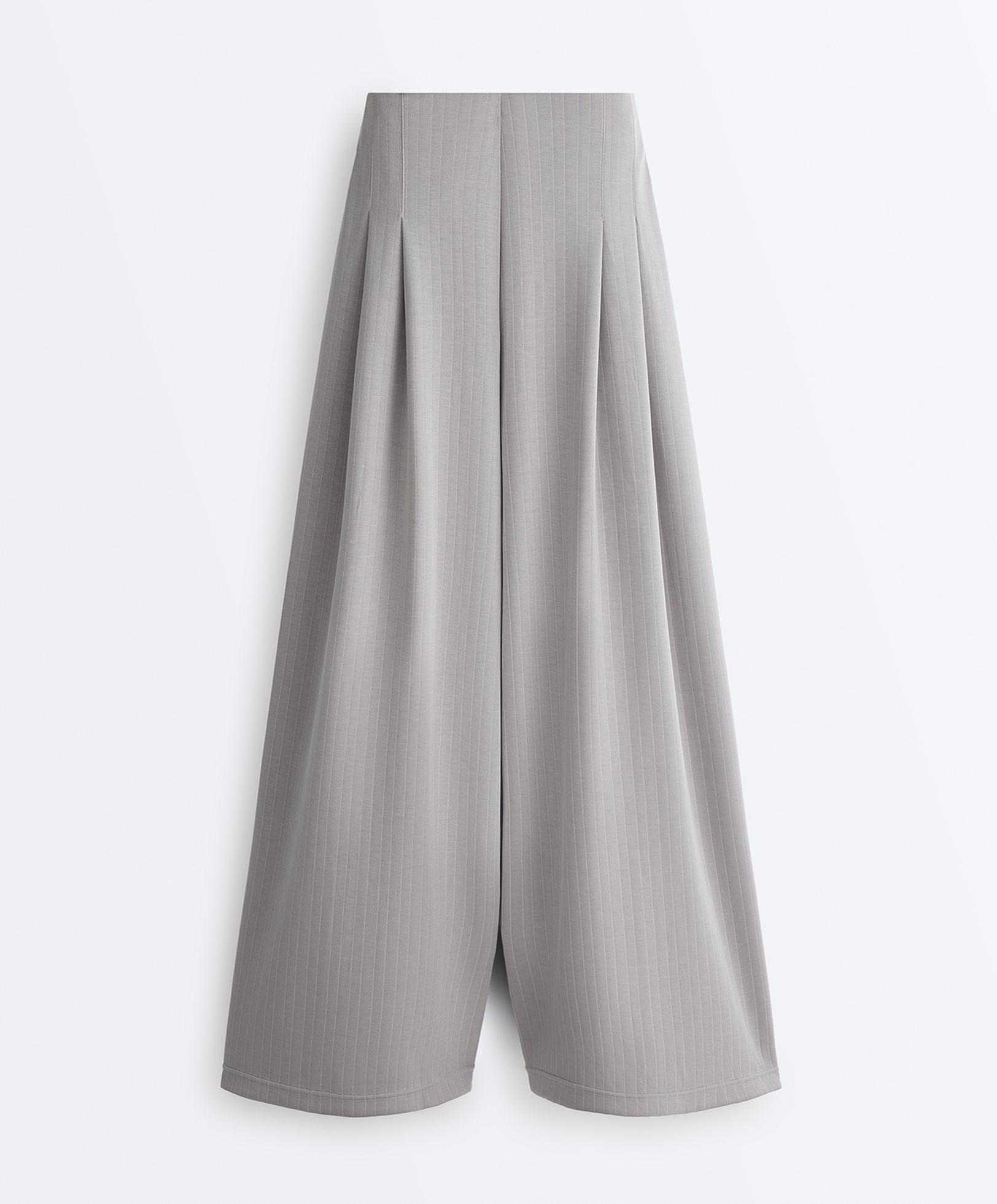 Long pleated trousers with soft touch modal — MID GREY