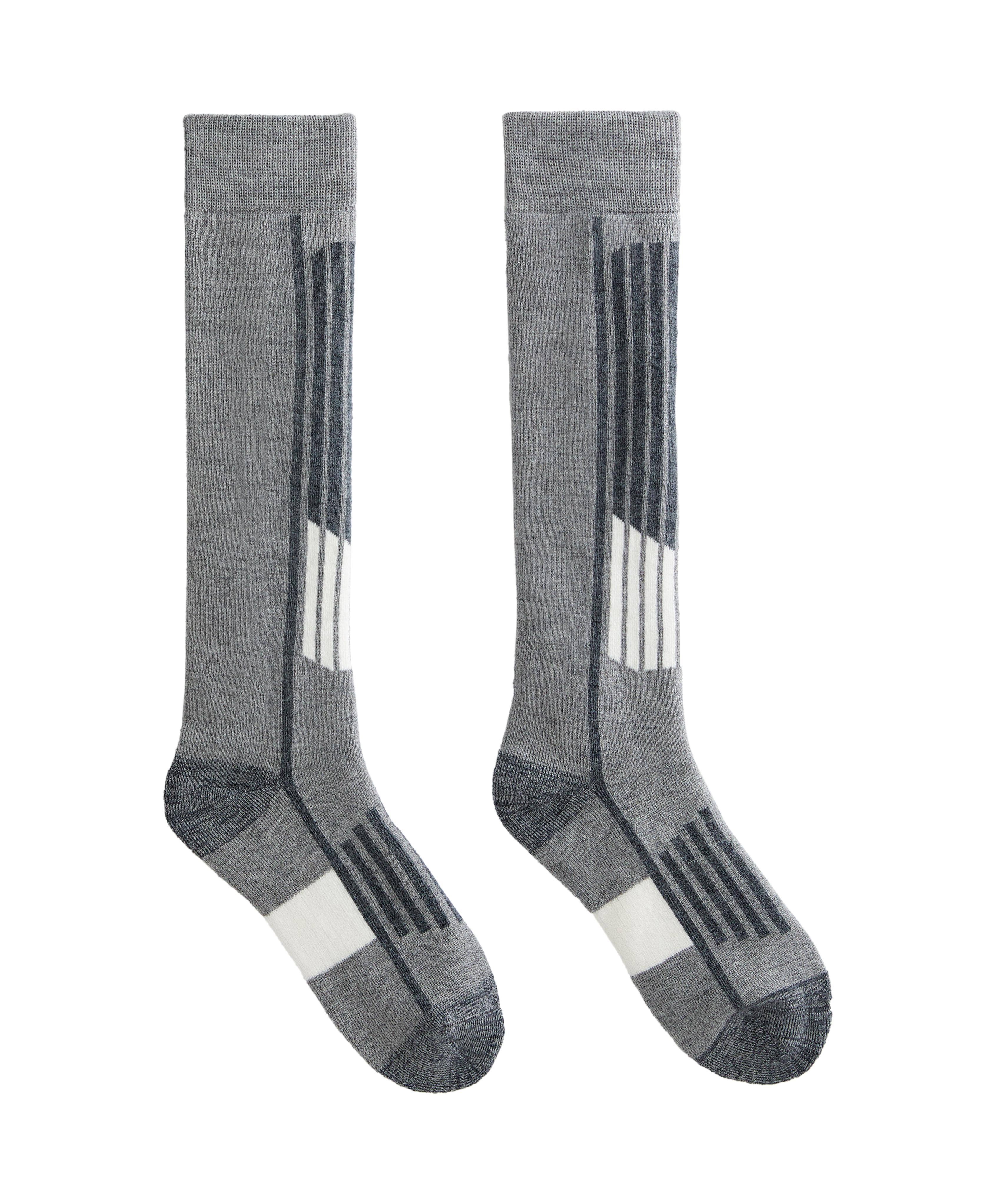 Primaloft® yarn WOOLMARK® wool blend long ski socks — GREY MELANGE