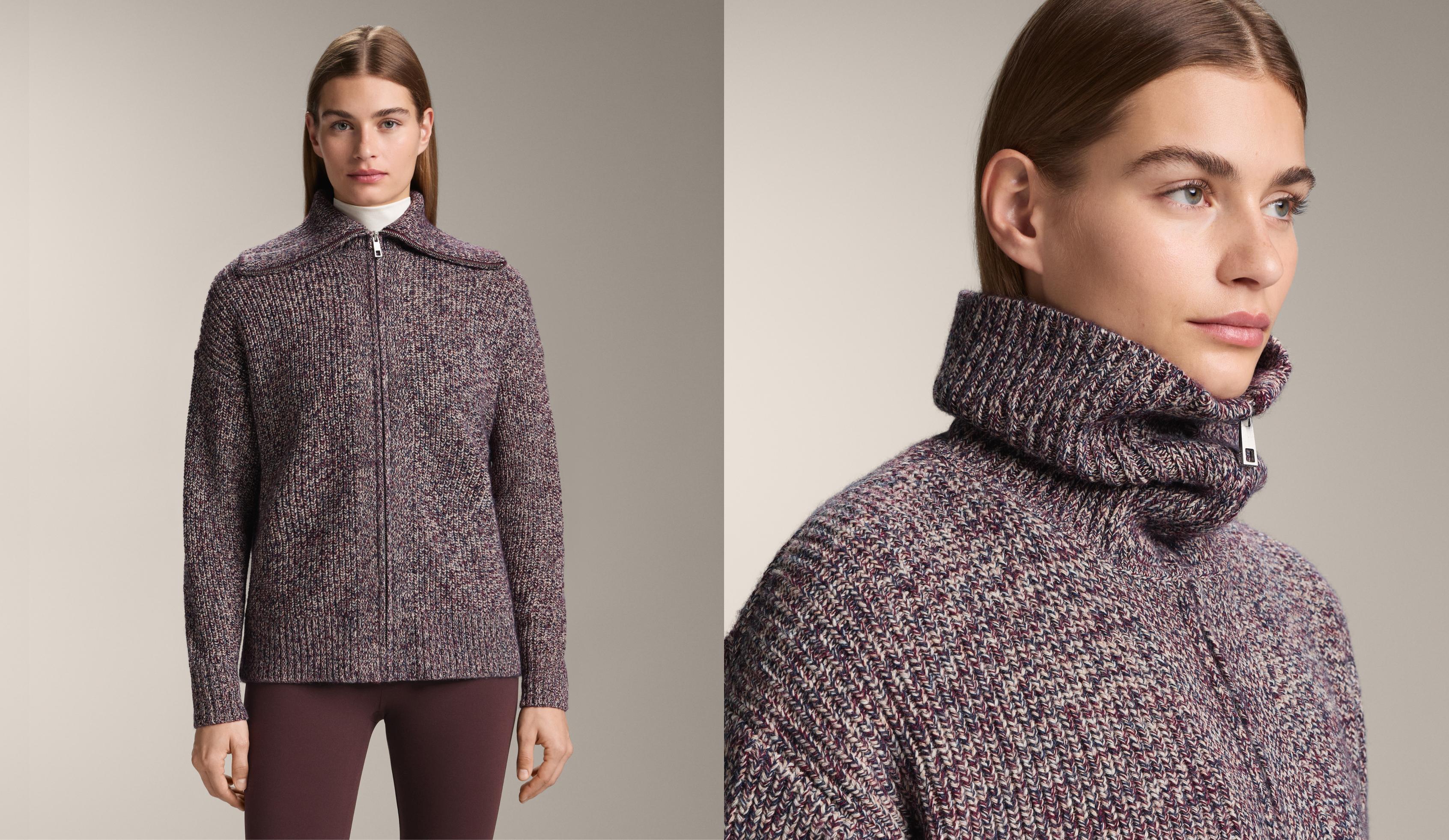 Twisted knit jacket with high collar Twisted knit jacket with high collar