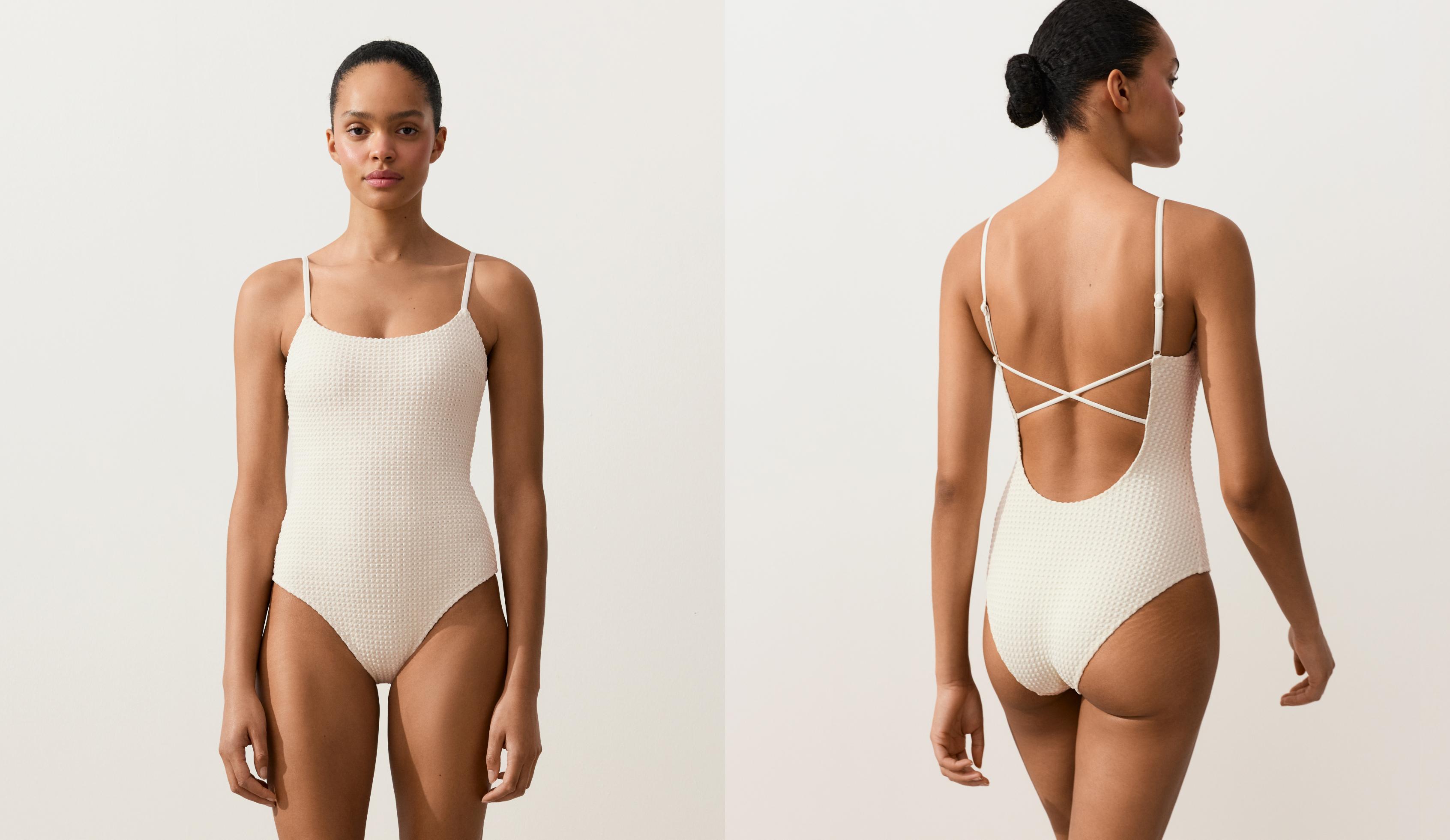 Bubble-texture crochet triangle swimsuit