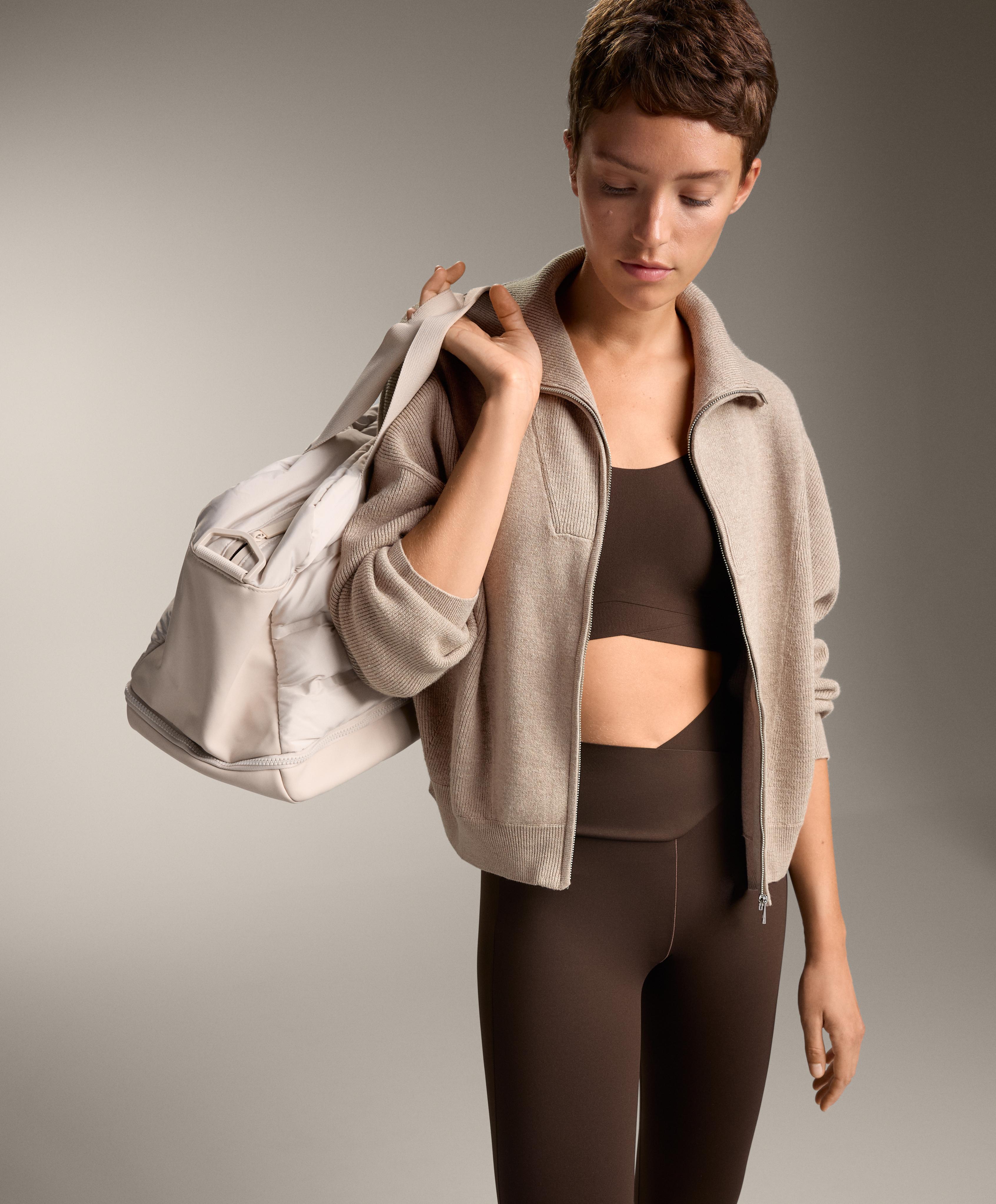 Rib collar knit jacket — SOFT MINK