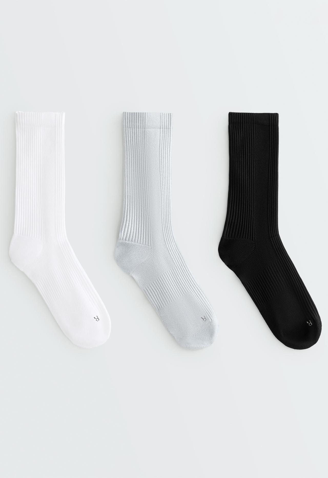 3 pairs of classic polyamide blend sports socks — MID-GREY MELANGE