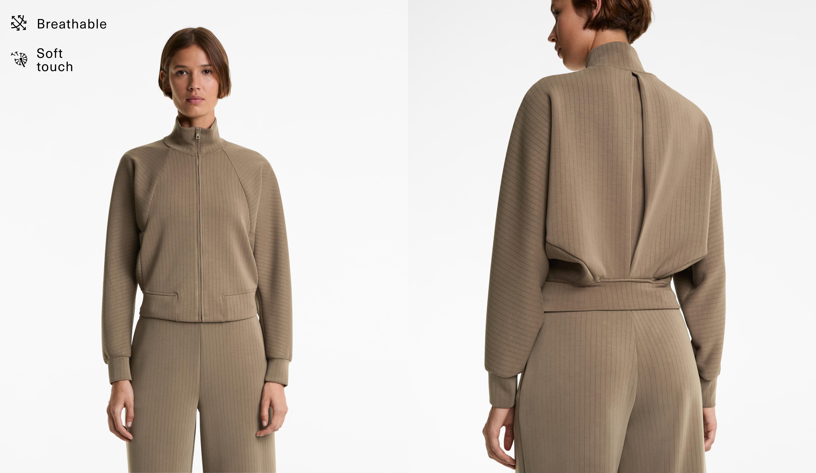 Chaqueta rayas cuello subido con modal tacto suave