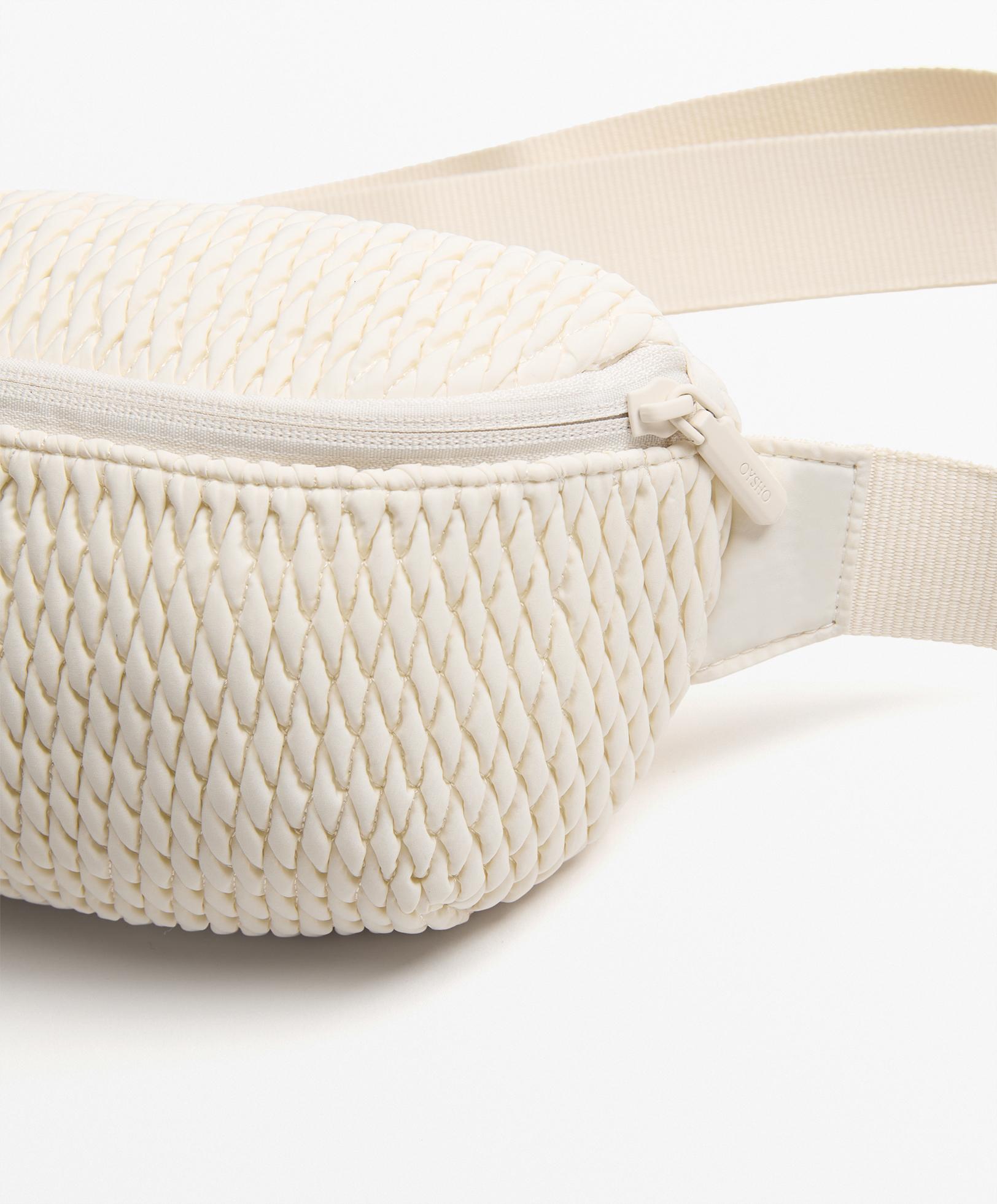 Water repellent padded textured belt bag