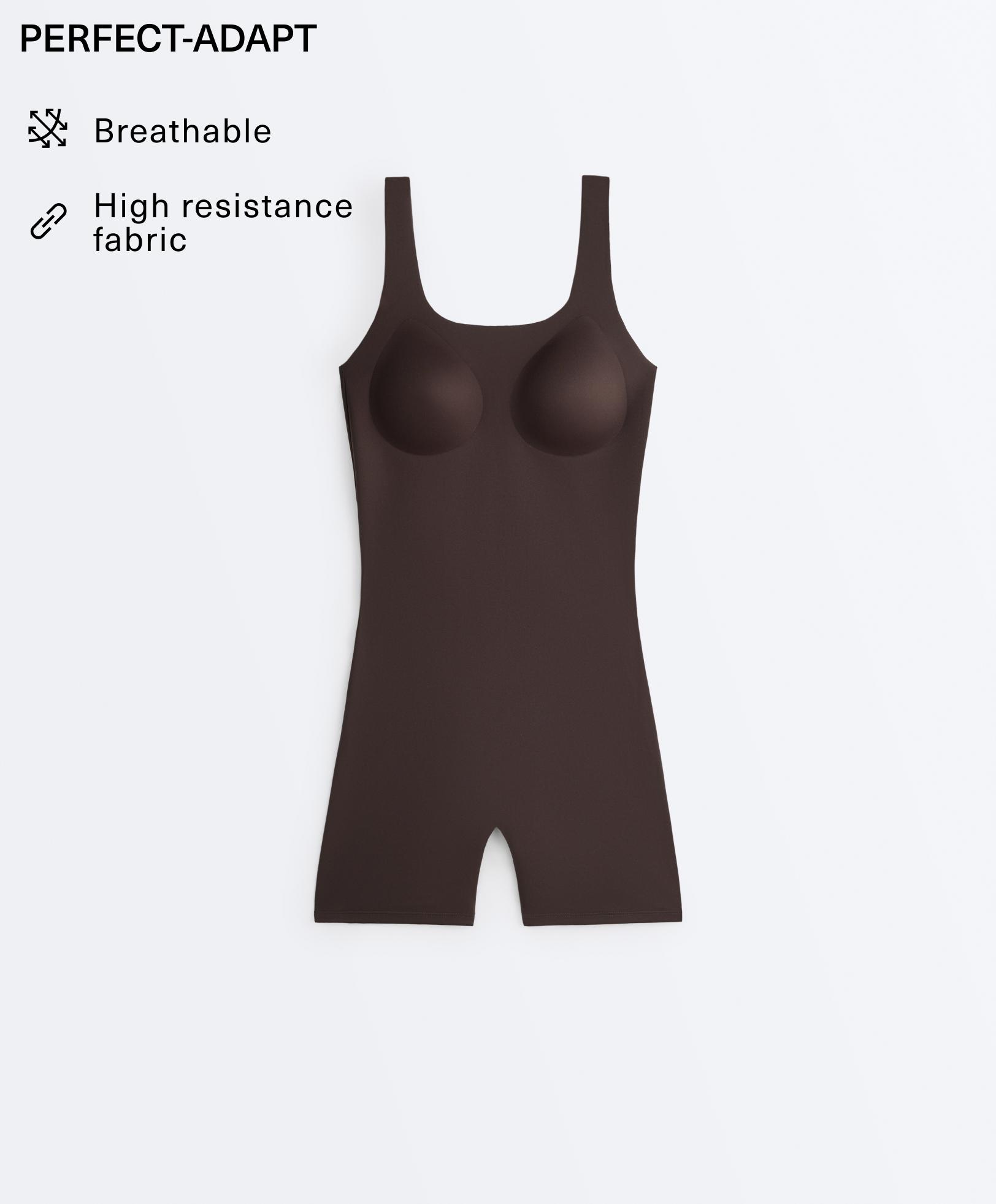 Perfect-adapt strappy short jumpsuit — DARK REDDISH‑BROWN